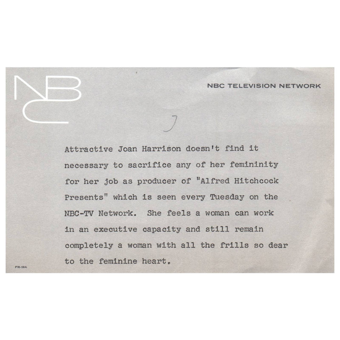 c1960 Press Photo Joan Harrison Producer of Alfred Hitchcock Presents NBC TJ7-1