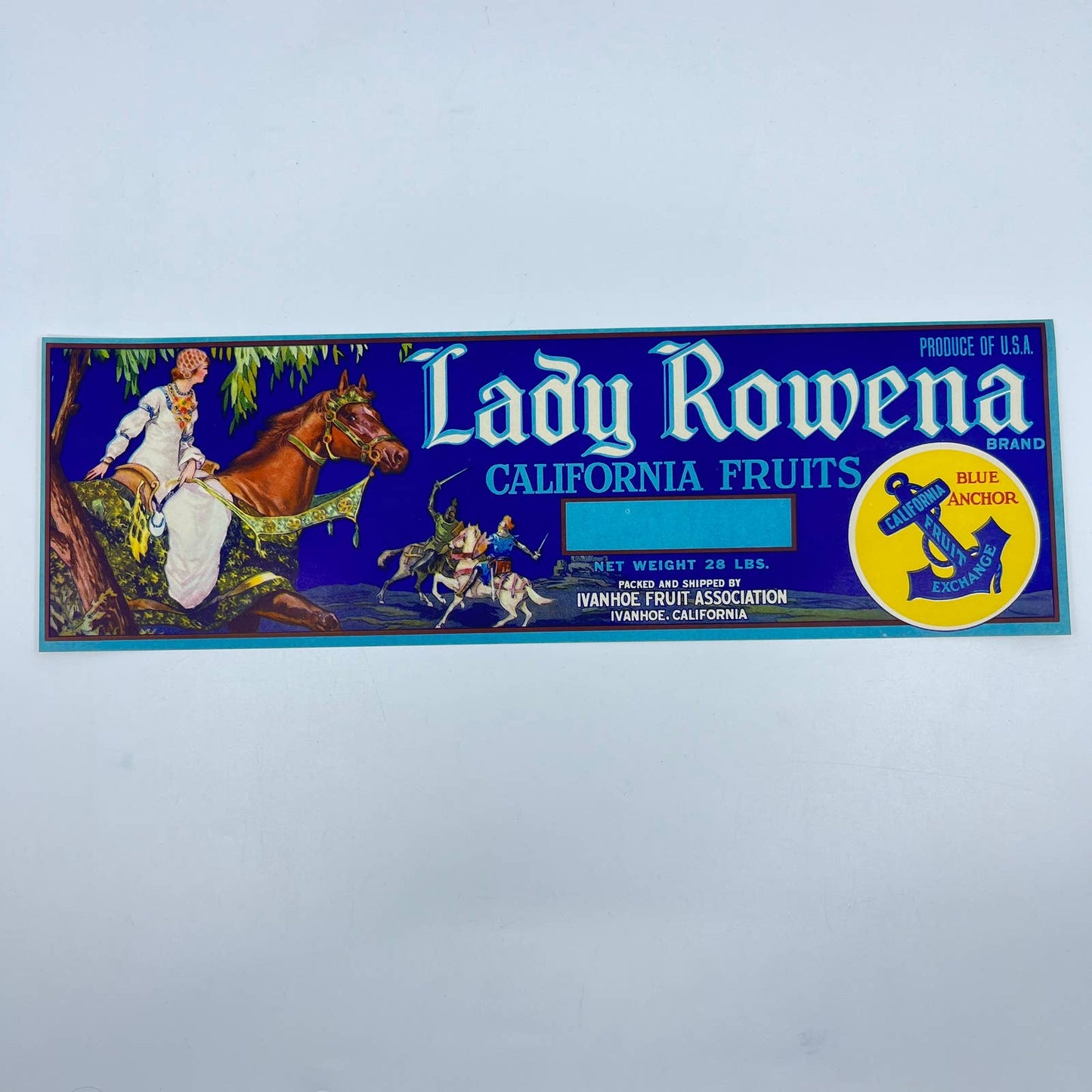 Lady Rowena Brand, Ivanhoe California Produce Crate Labels FL3
