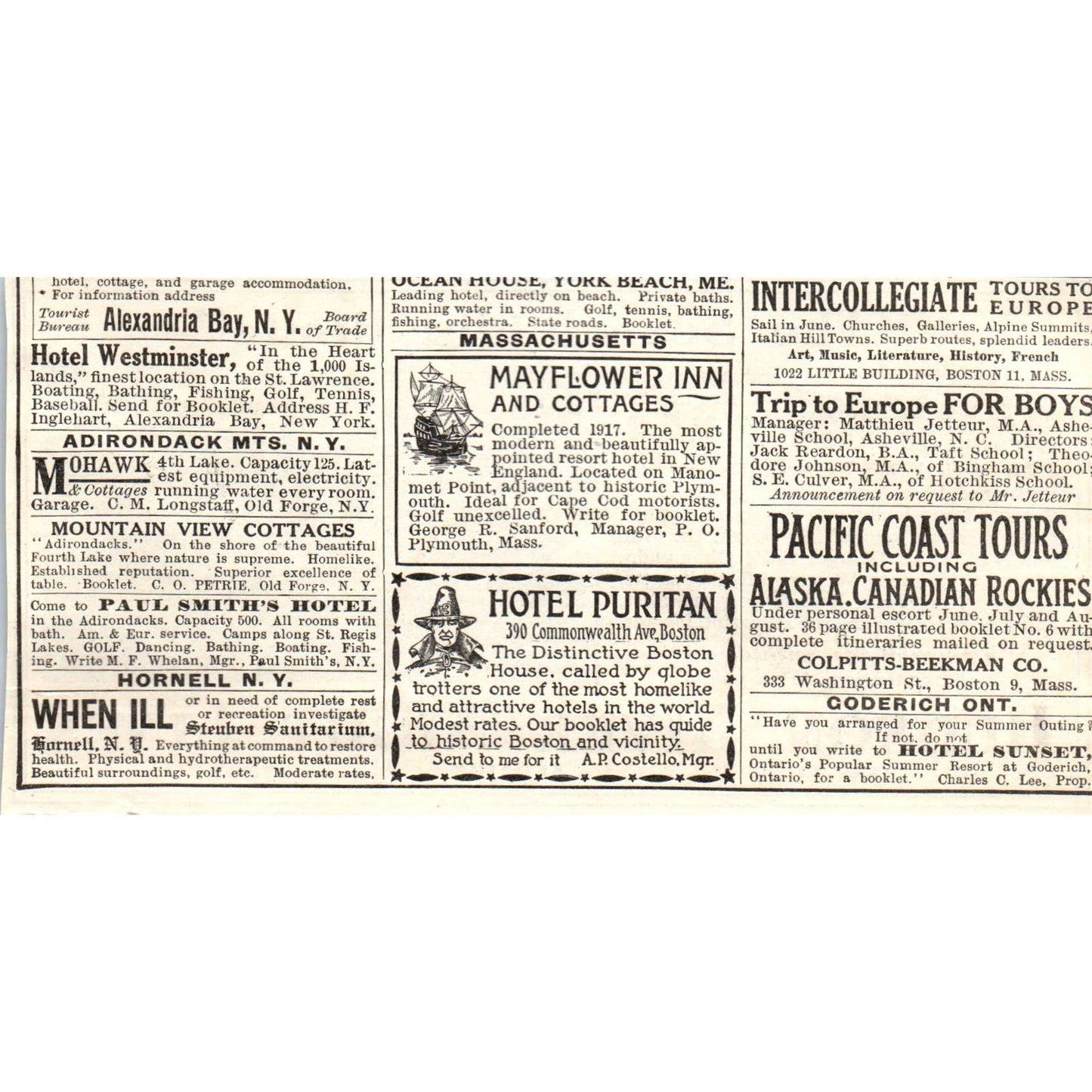 c1920 Harper's Ad - Hudson River Night Lines Steamer Searchlight Route TF6-1