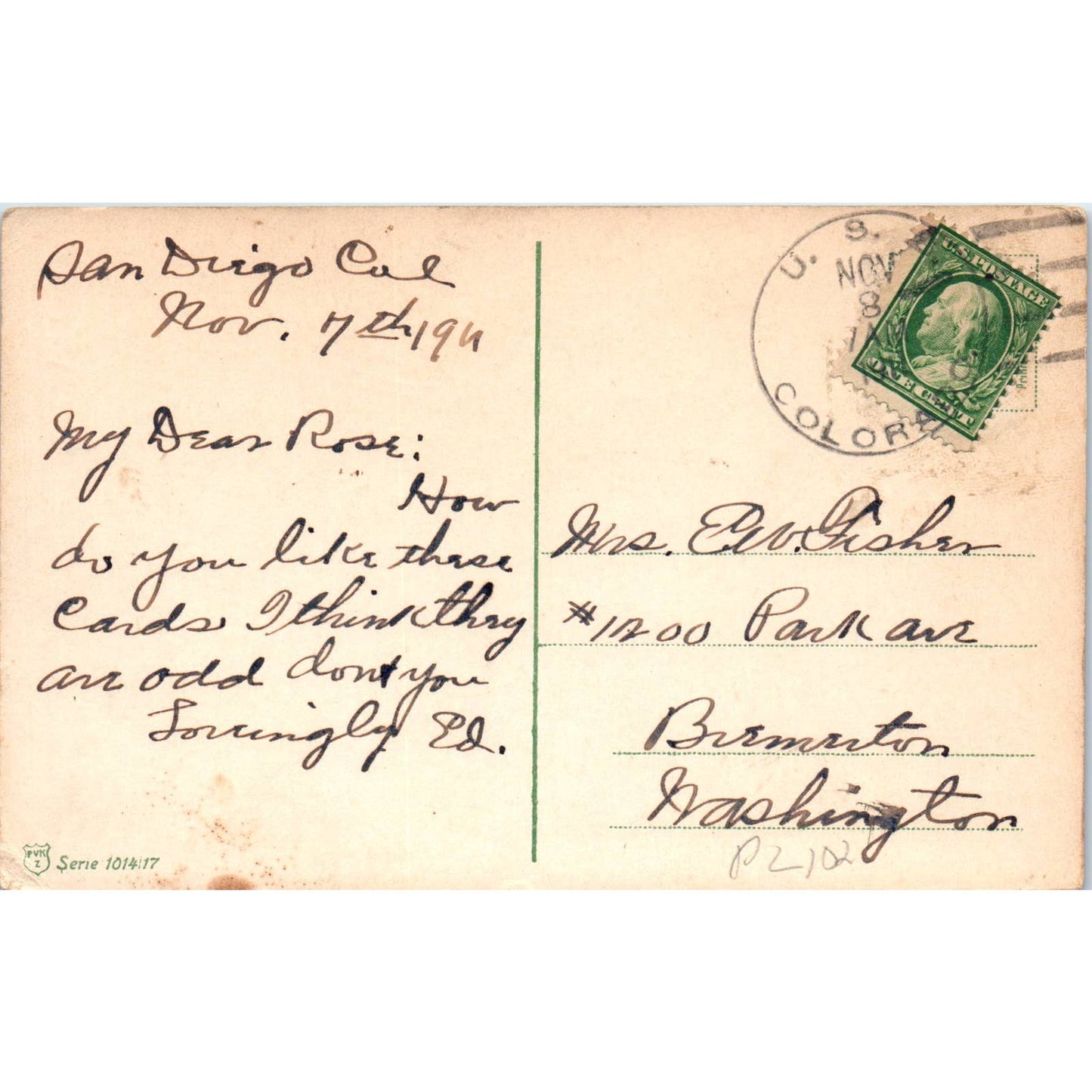 1911 Bullfighting Matador San Diego CA Original Postcard TK1-22-1