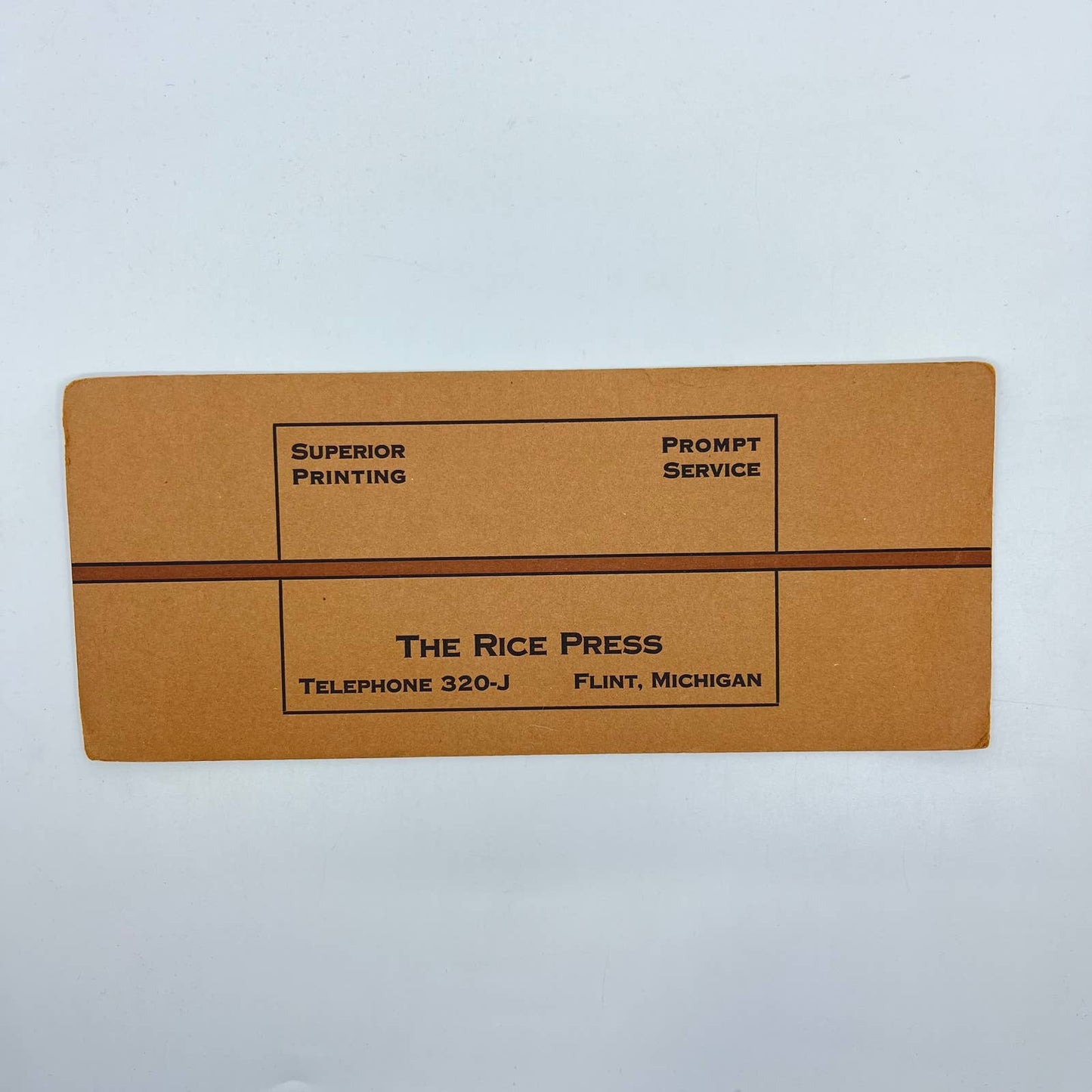 1910s Blotter Card The Rice Press Brown Stripe Flint MI SC8