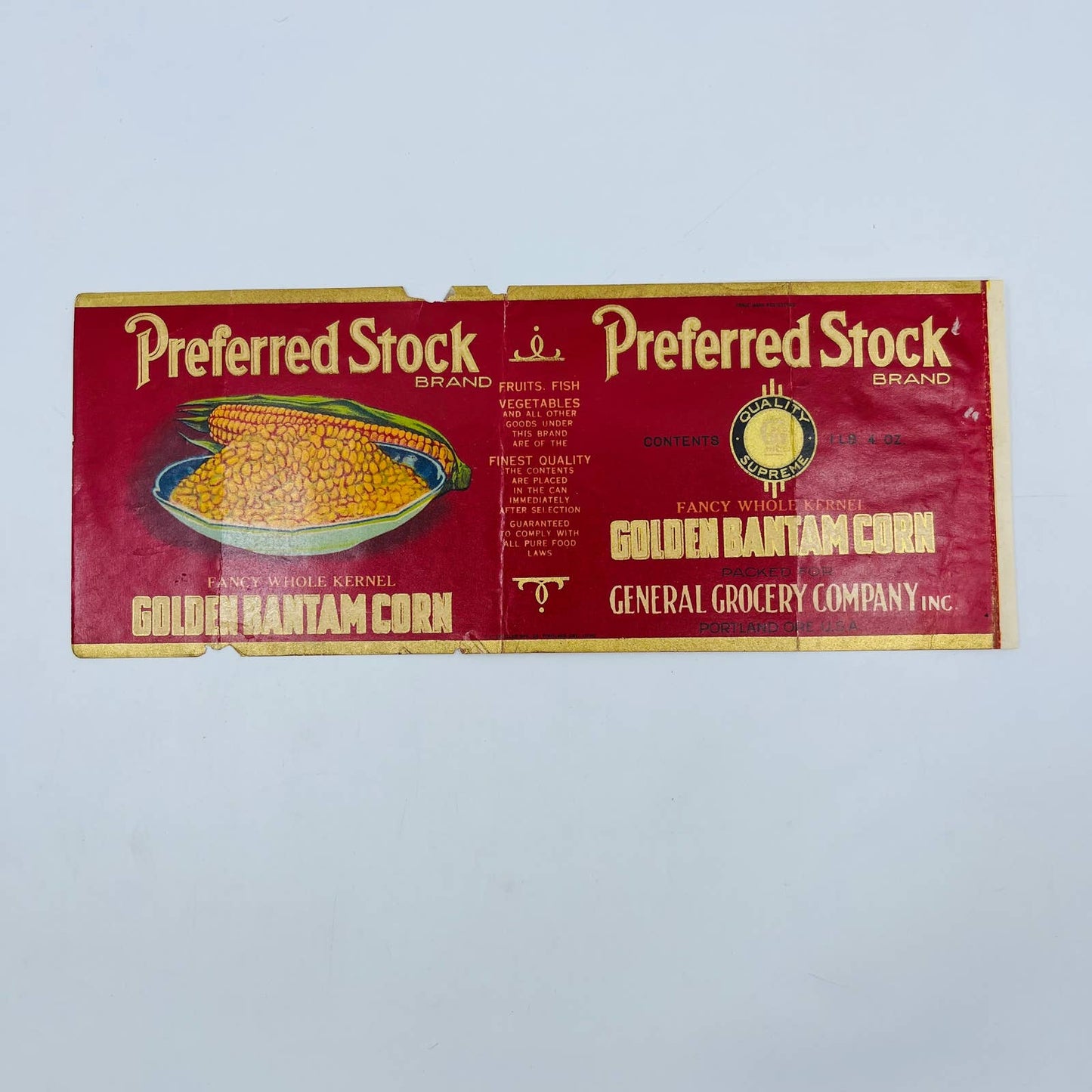 Preferred Stock Brand Golden Bantam Corn Label Portland OR EA4
