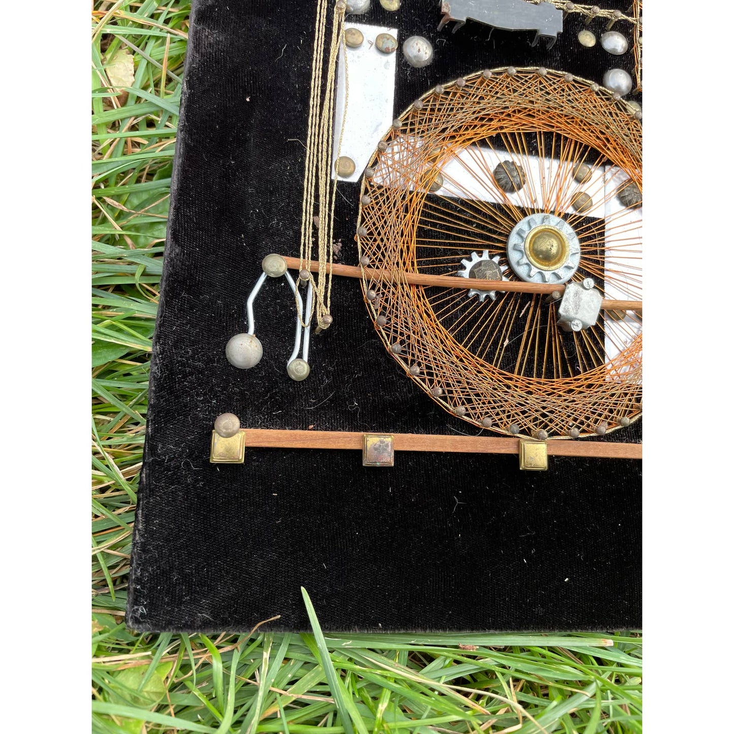 Vintage Handmade Steampunk 1970s/1980s Retro Train Locomotive Wire Wall Art