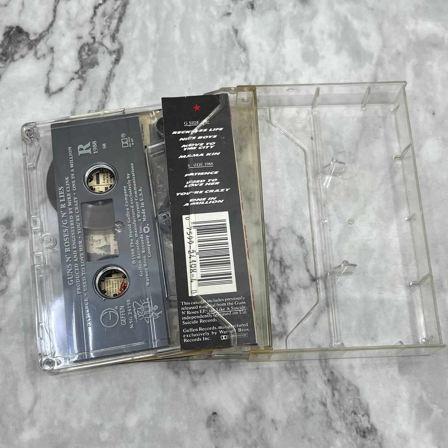Guns N' Roses GN'R LIES (Cassette, 1988, Geffen) Cassette Tape TC7-52
