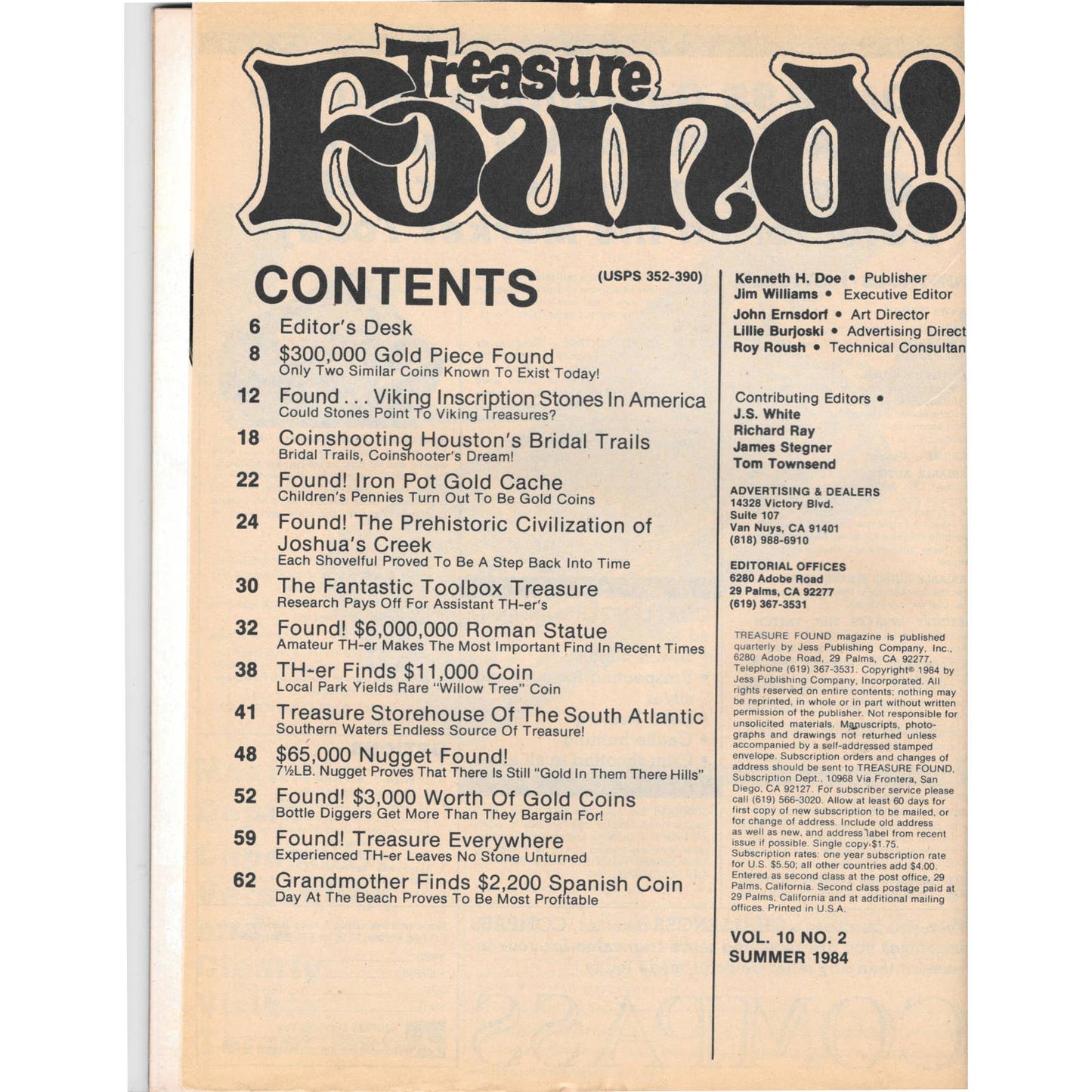 Treasure Found! Magazine 1984 Summer Metal Detecting Gold Diamonds M2