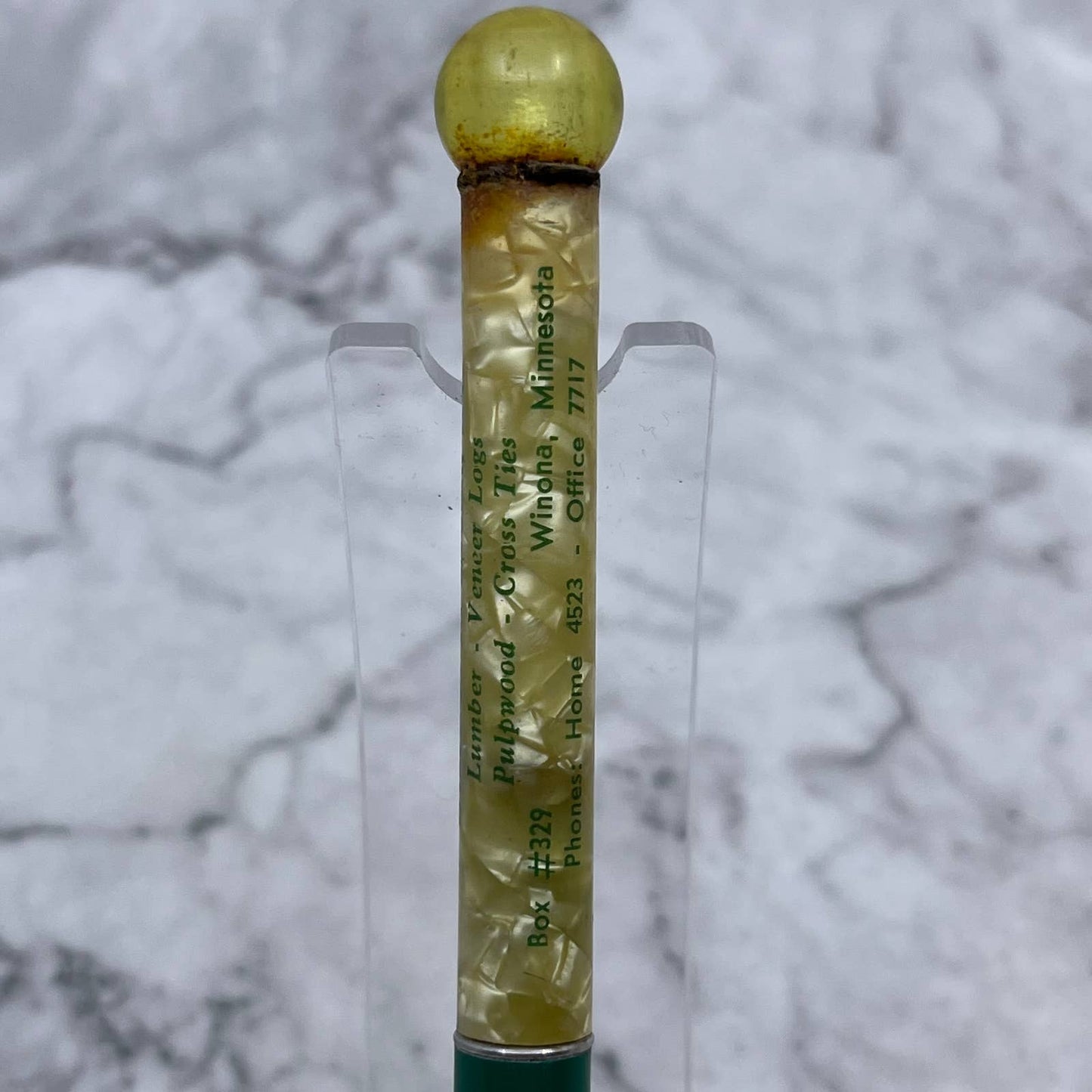 Vintage Marble Celluloid Mechanical Pencil Wilfred H. Lauer Jr Lumber Winona SE6