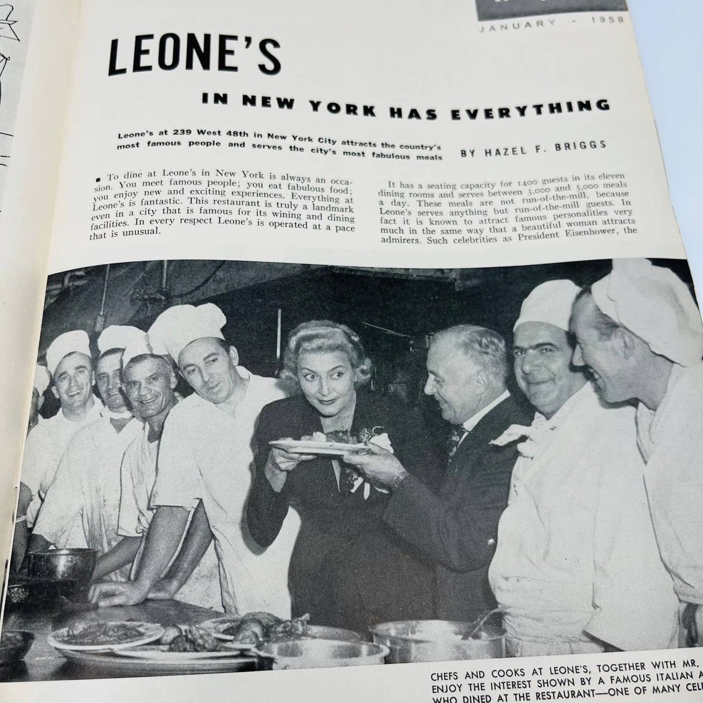 Jan 1958 Cooking For Profit Magazine for Restauranteurs Leone’s New York BA2