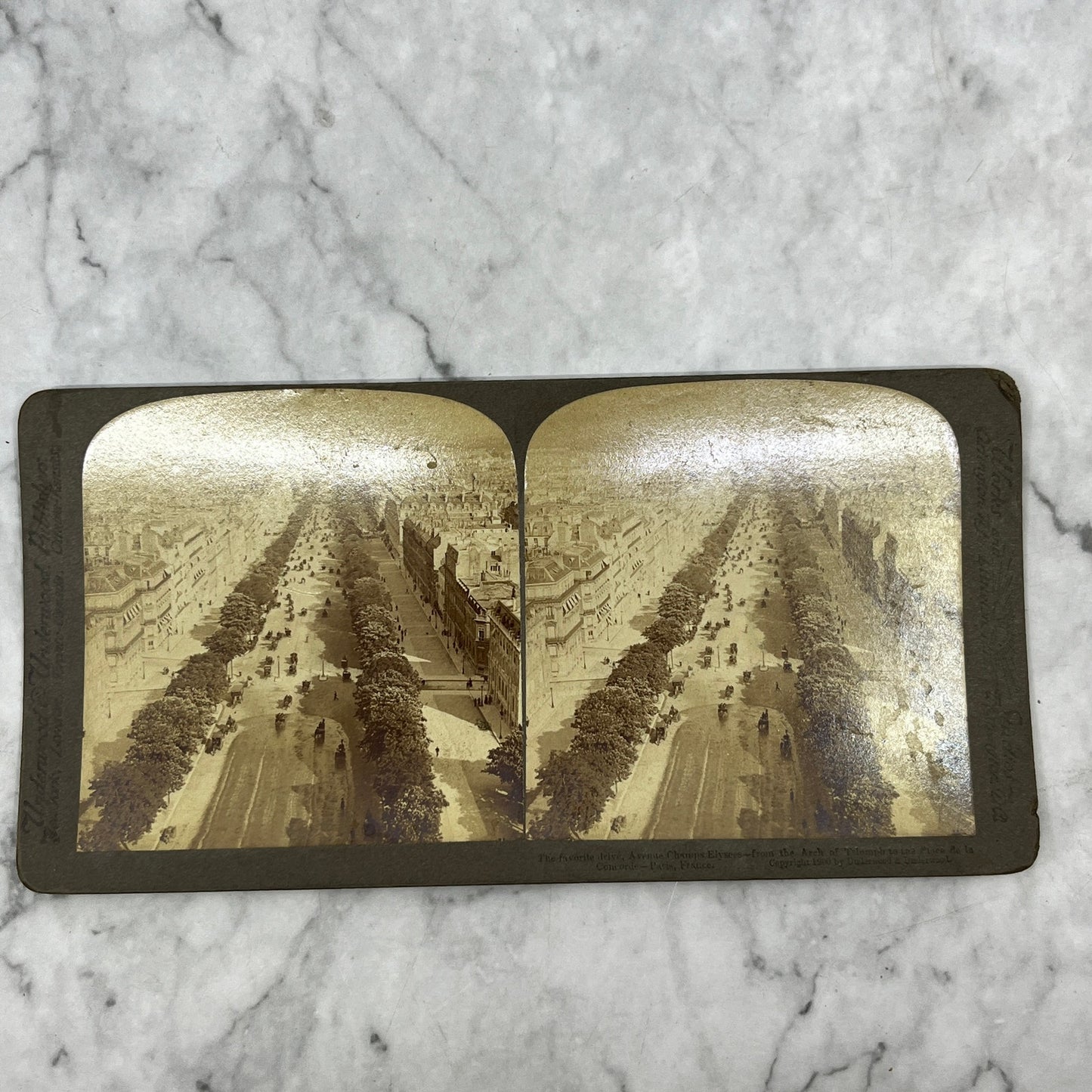 Stereoview Card Champs Elysees Arch of Triumph Palace de la Concorde Paris H3-2-2