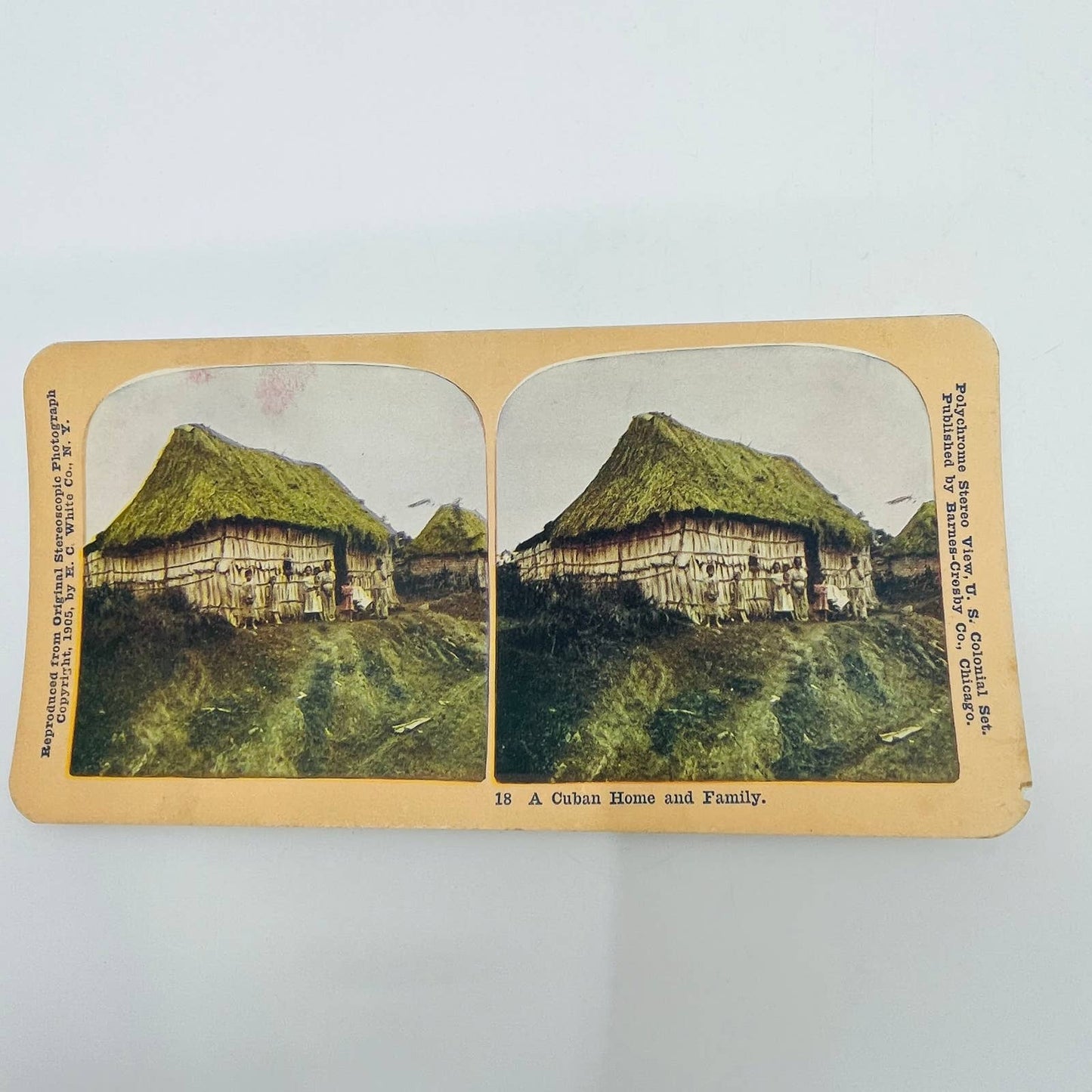 1905 Stereoview Card A Cuban Home and Family