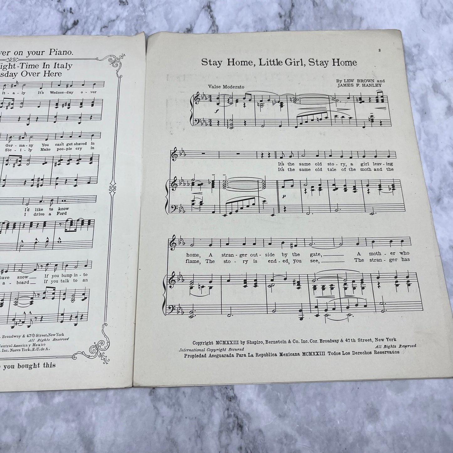 1923 Brown & Hanley Sheet Music - Stay Home, Little Girl, Stay Home V39-4