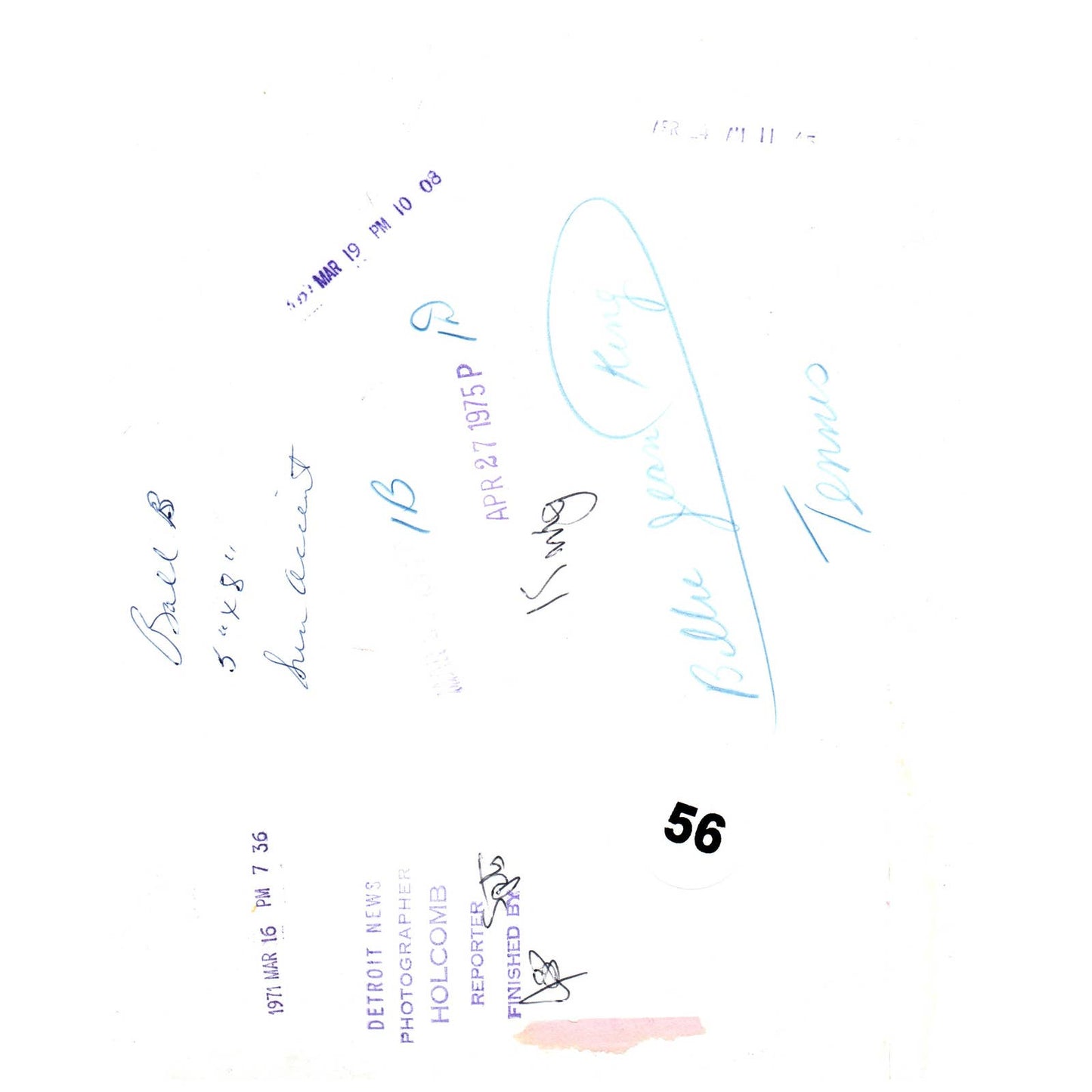 1975 Press Photo Tennis Billie Jean King Moffit Practicing 8x10" AD3-2