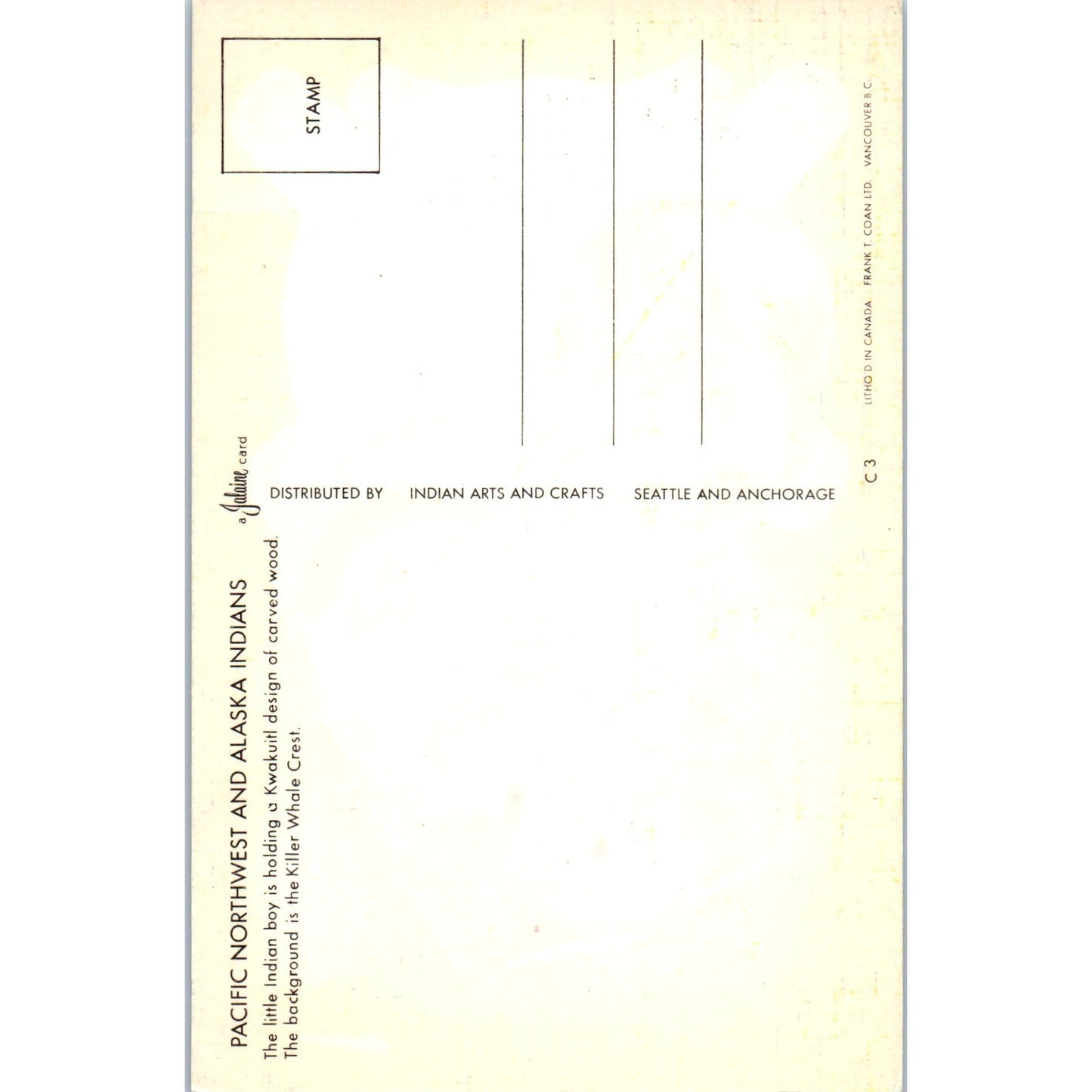 Pacific Northwest and Alaska Indians Boy With Kwakiutl Original Postcard P2-6