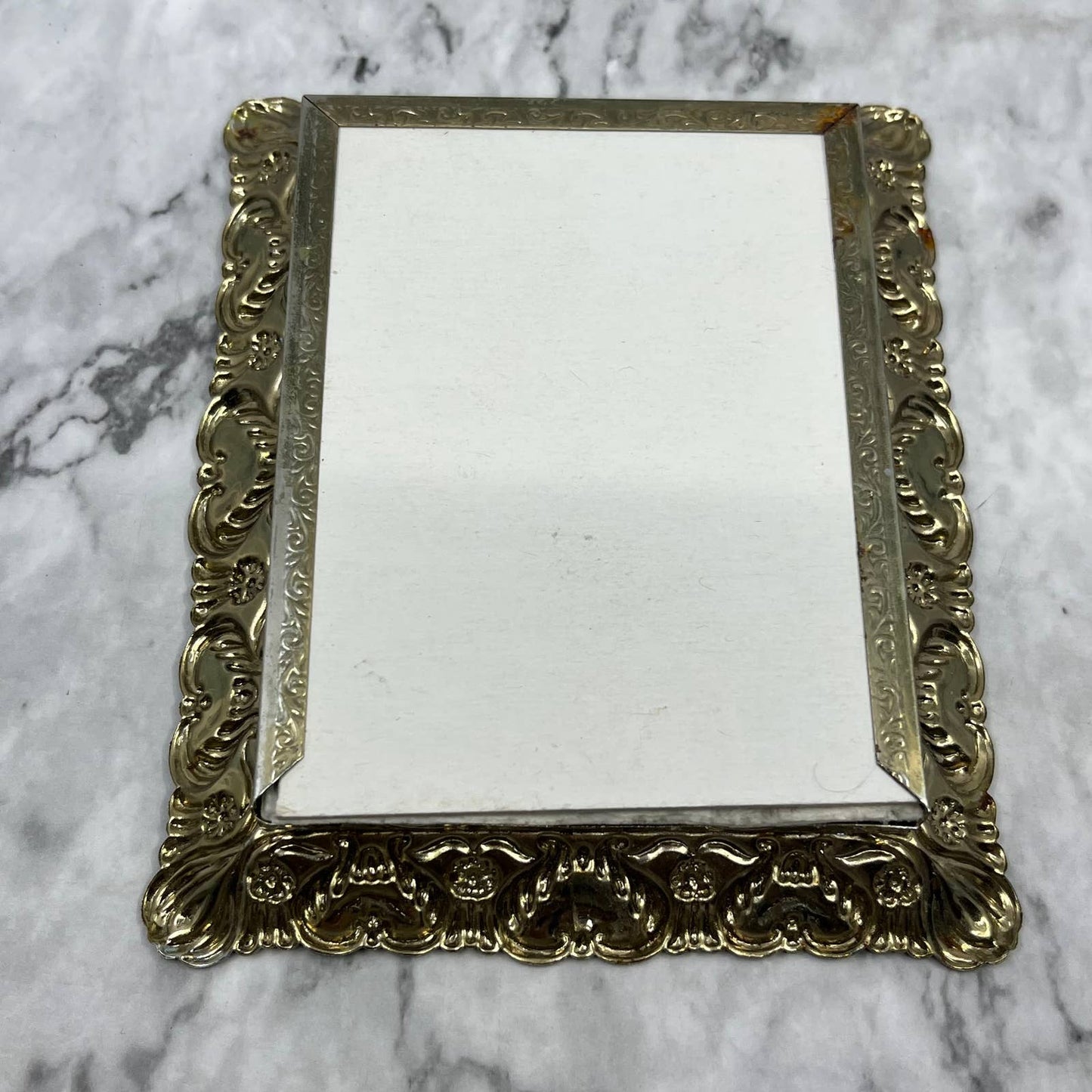 Original Framed Abstract Art Painting 4x5" Mini in Vintage Brass Frame w COA TJ4