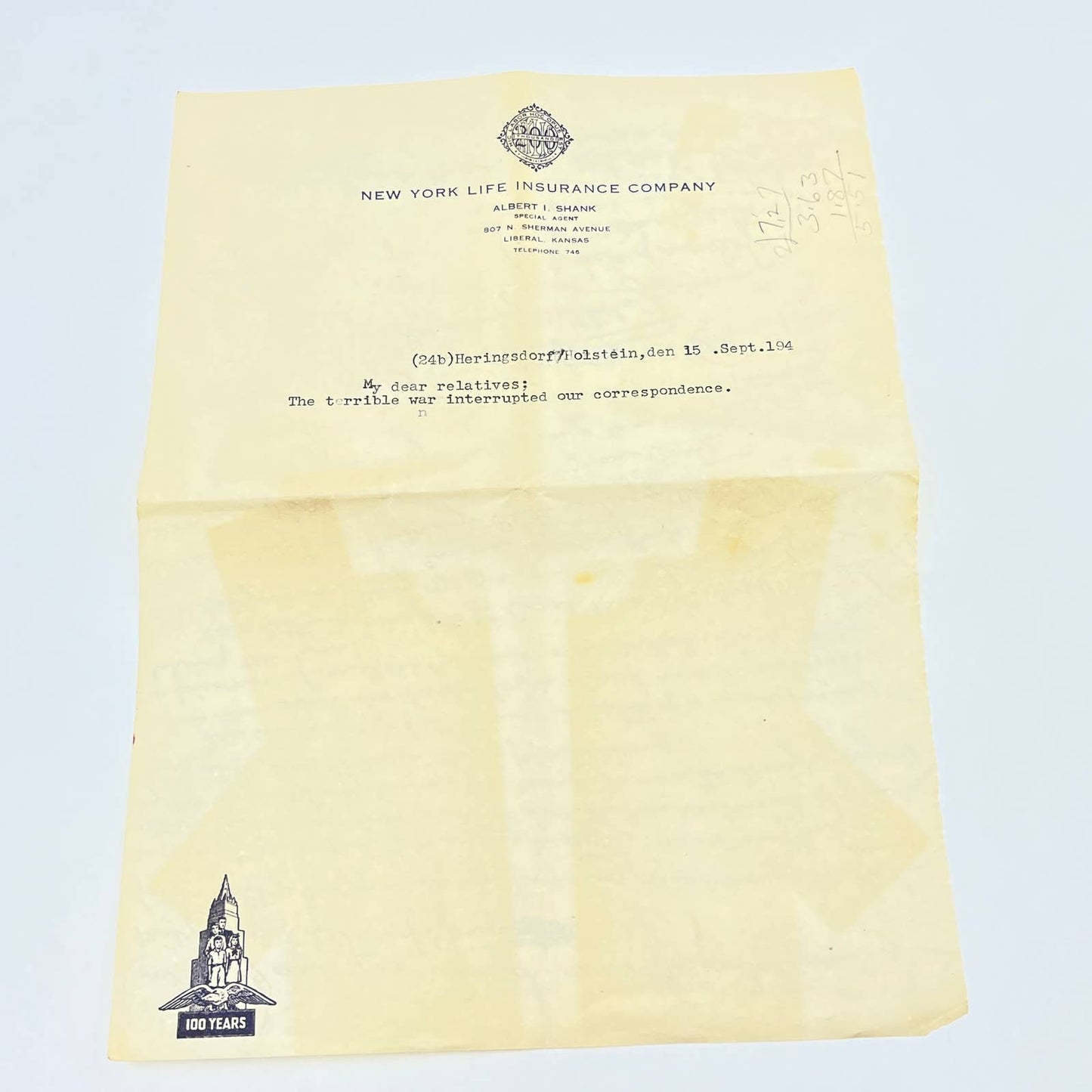 1945 WWII Letter from Germany British Zone to Liberal KS by Arthur Klünder AB8