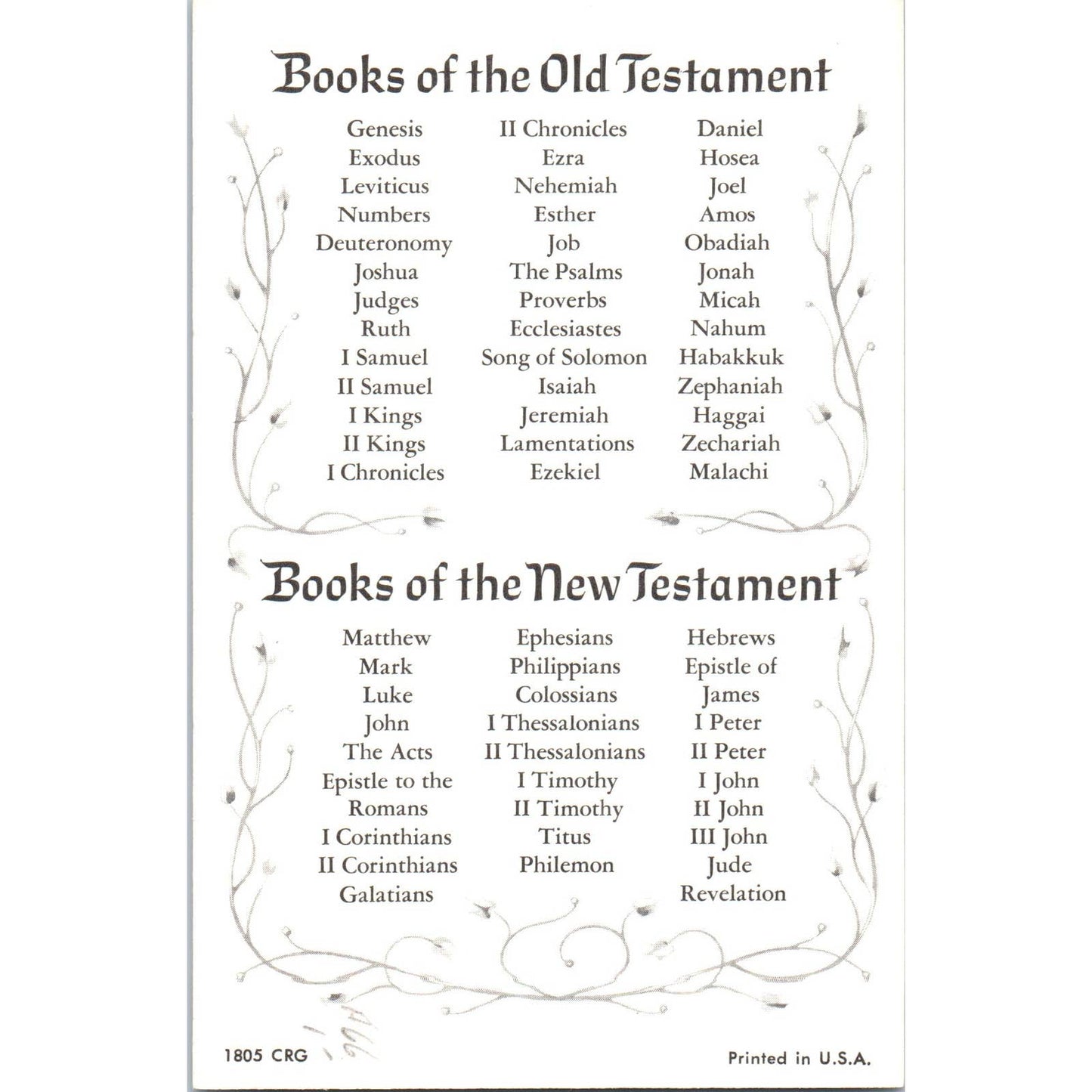 The Books of the Bible MCM Promo Card Original Postcard TK1-P1