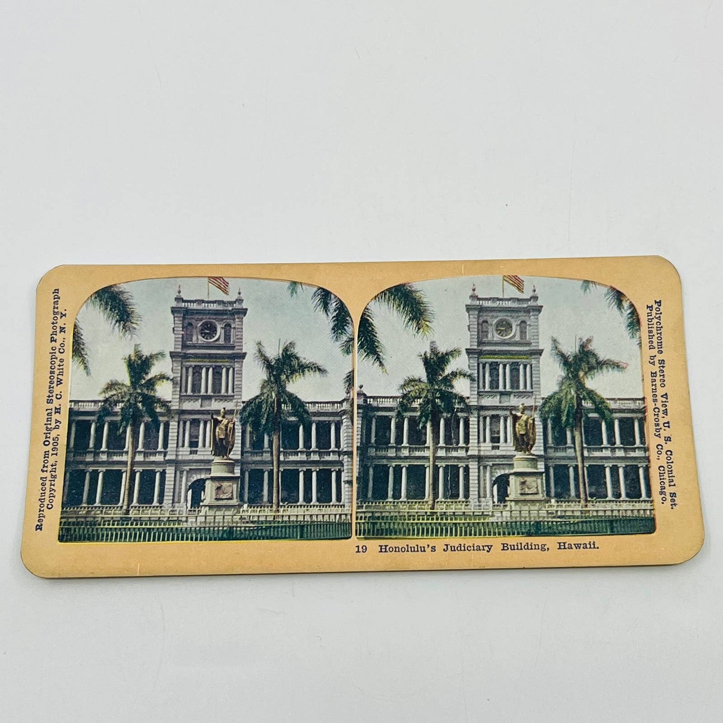 1905 Stereoview Card Honolulu’s Judiciary Building in Hawaii