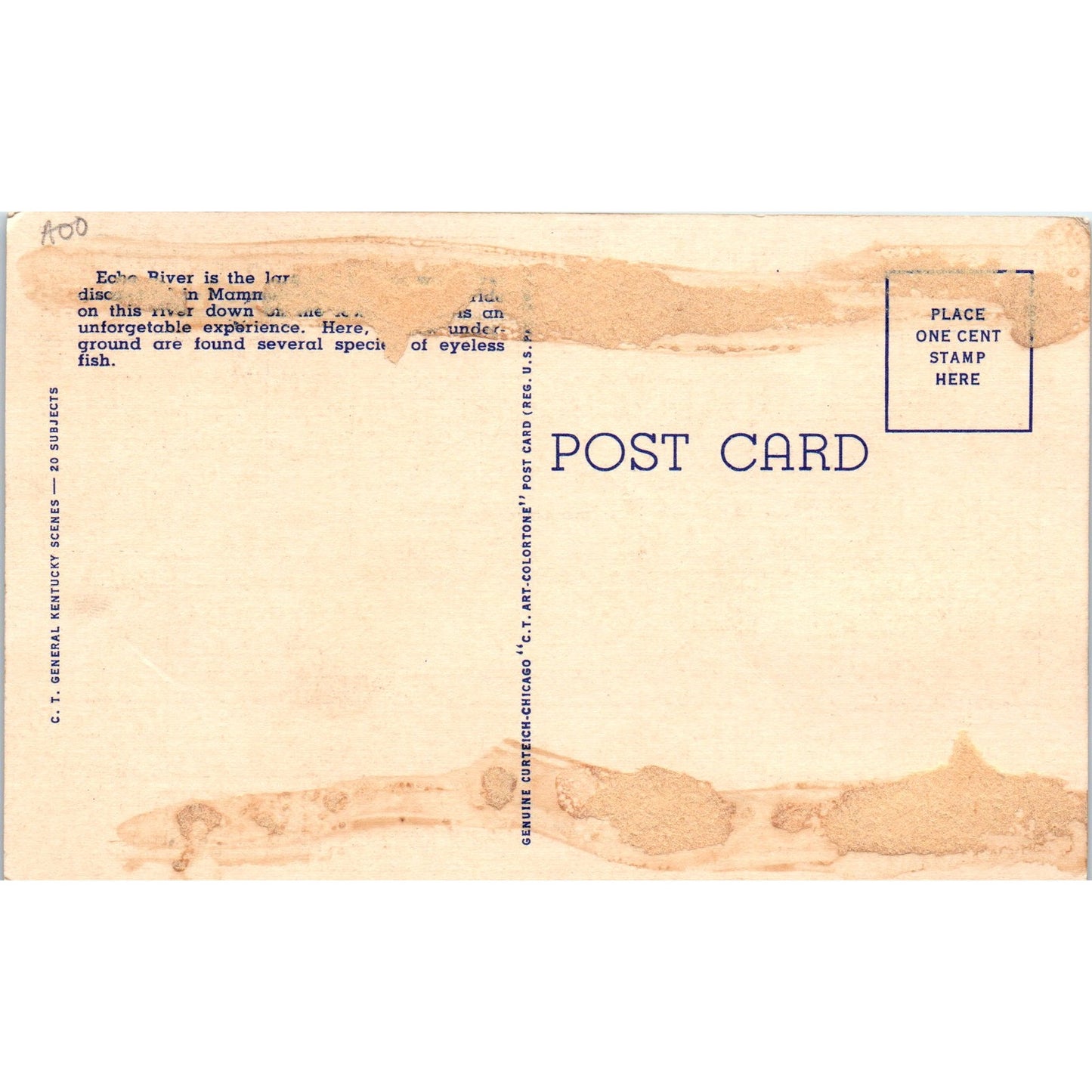 Echo River Underground Mammoth Cave Kentucky Original Postcard P3-3