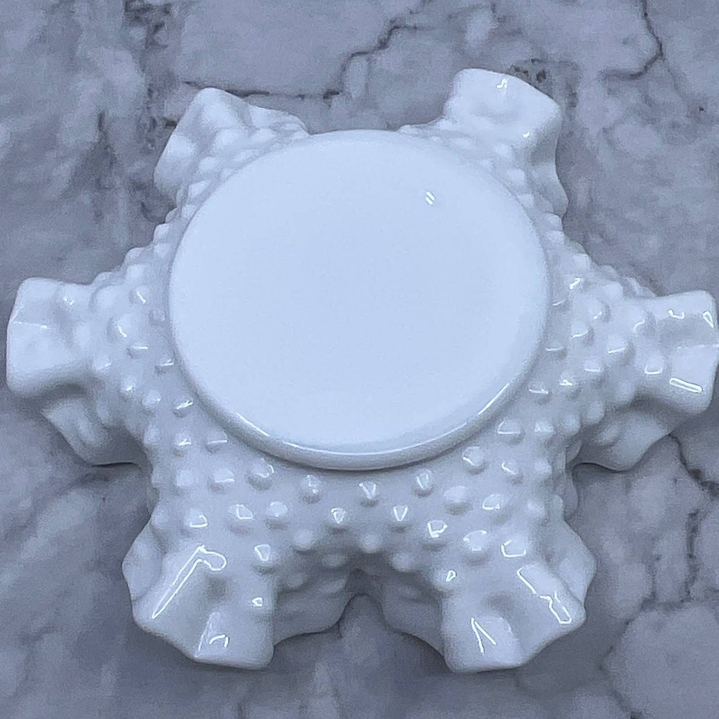 Vintage Fenton Hobnail Milk Glass 6" Double Crimped Bon Bon Dish Bowl TI7