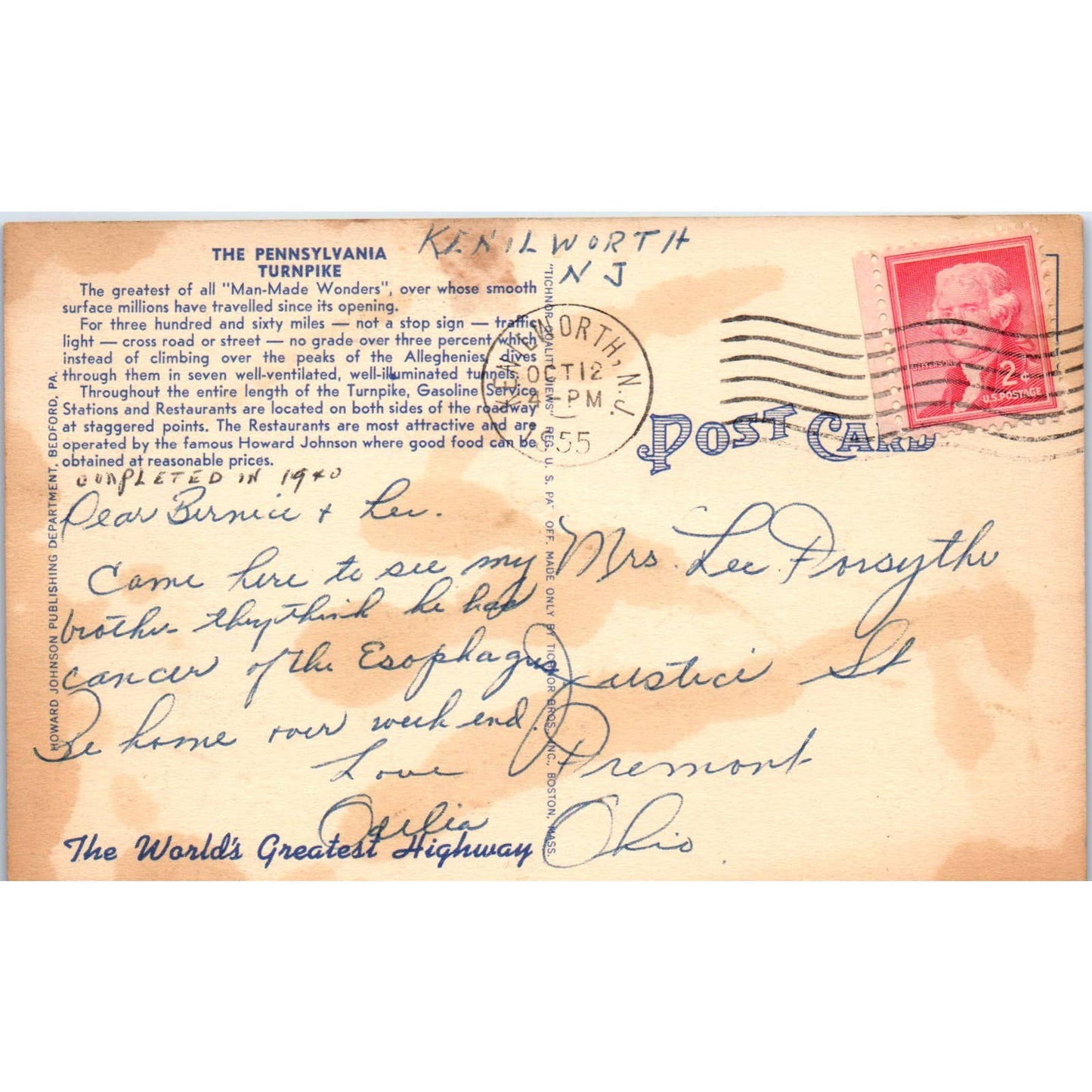 Vtg Postcard The World's Greatest Highway Pennsylvania Turnpike System TD9-P1