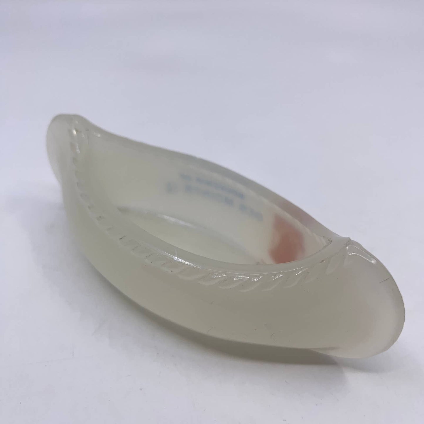 Antique Des Moines Iowa Clambroth Glass Canoe Boat Souvenir 6” TG8