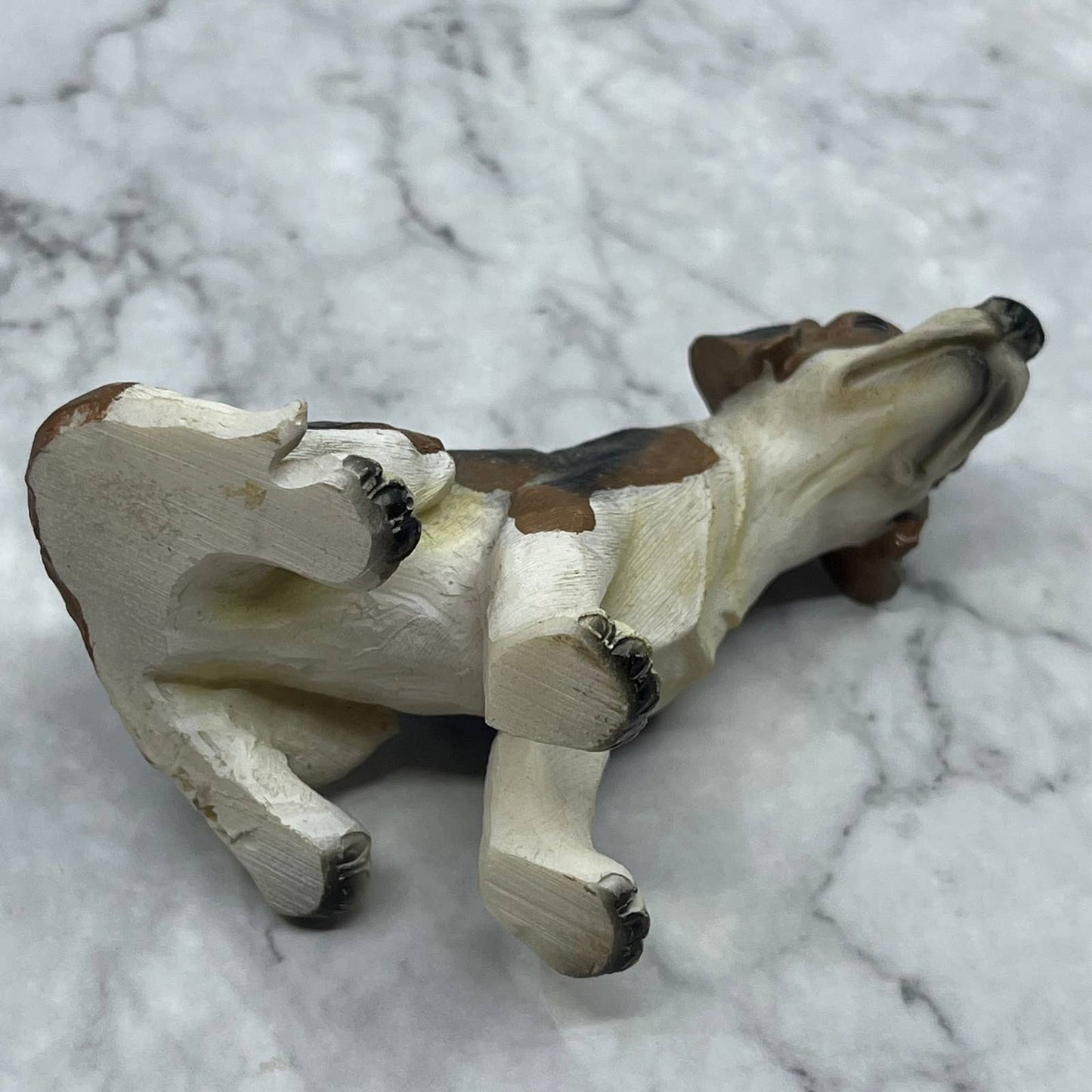 Vintage Hand Painted Cast Resin Beagle Hound Dog Figurine 3” TE2