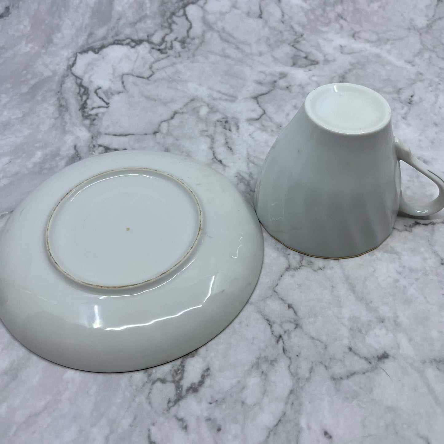 Vintage Fine China Tea Cup and Saucer Set Fluted Orange Roses TA1