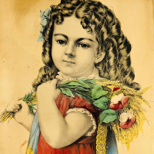c1850 Antique Hand-Colored Currier & Ives Lithograph "Little Daisy" 11 x 14 FL1