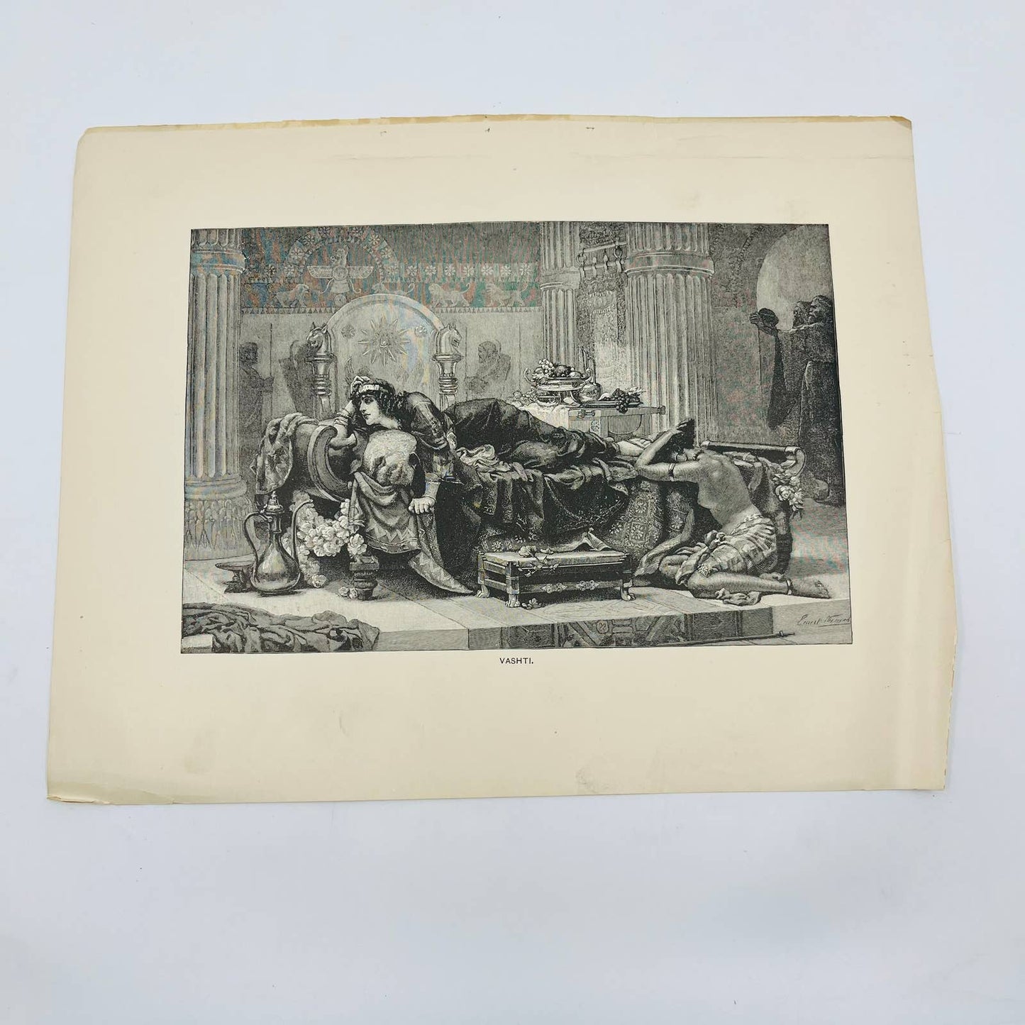 1880s Victorian Art Print Engraving Tennyson VASHTI Ernst Normand