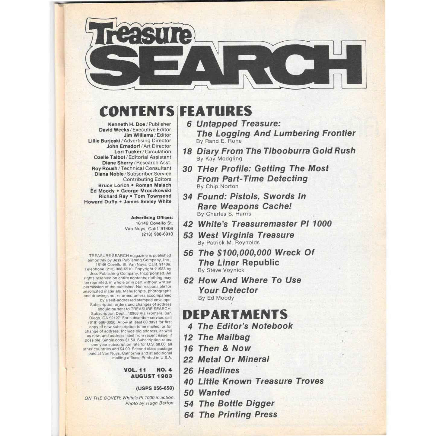 Treasure Search Magazine 1983 August Metal Detecting Gold Diamonds M2