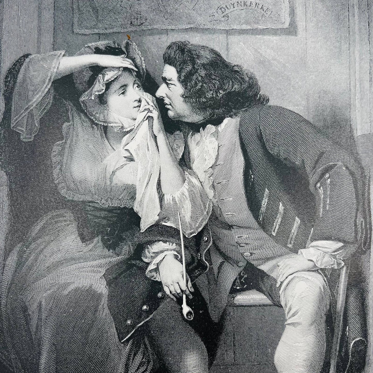 1880s Victorian Art Print Engraving Sterne UNCLE TOBY AND THE WIDOW WADMAN
