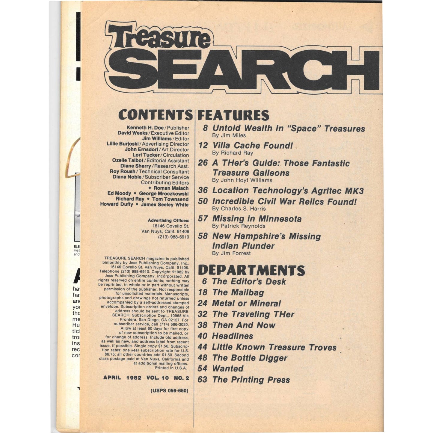 Treasure Search Magazine 1982 April Metal Detecting Gold Diamonds M2