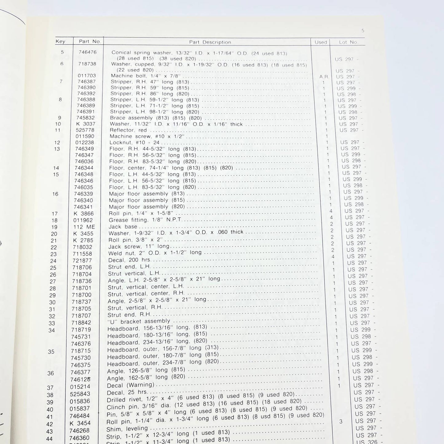 Original 1981 New Idea Repair Parts List 813 815 820 UNI-FAS-TACH Platforms TB9