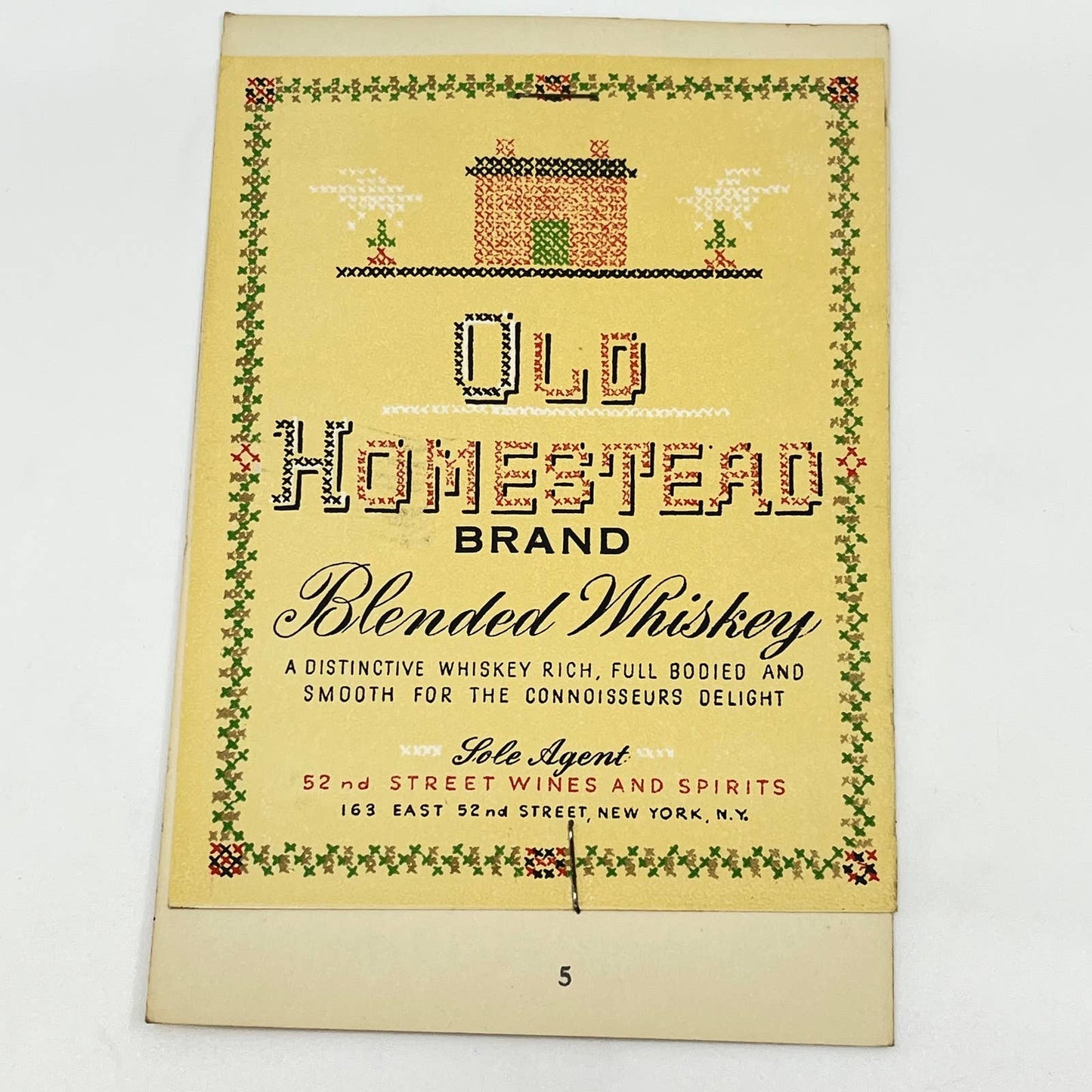 Old Homestead Whiskey Label 52nd St. Wines and Spirits New York NY