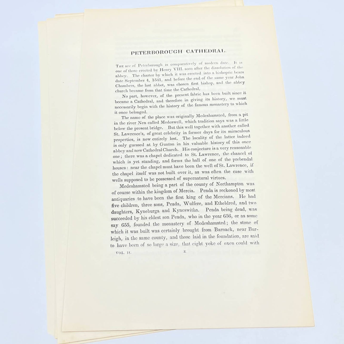 1836 Original Art Engraving Peterborough Cathedral West Front Floor Plan Bio TG6