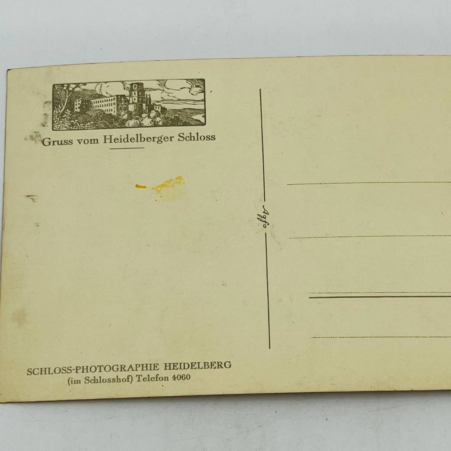 Early 1900s RPPC Gruss Von Heidelberger Schloss Man in Führer Hat PA9
