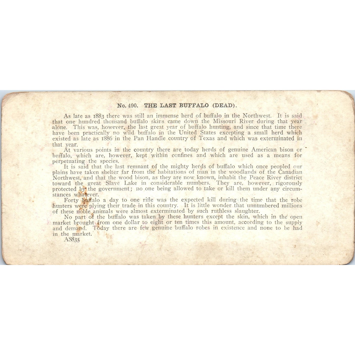 Hunting The Last Buffalo T.W. Ingersoll - Antique Stereoview Card H3-2