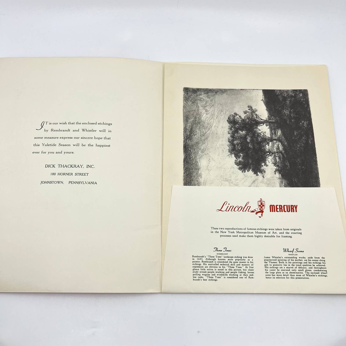 1949 Lincoln Mercury Christmas Promo Prints Dick Thackeray Johnstown PA TE2
