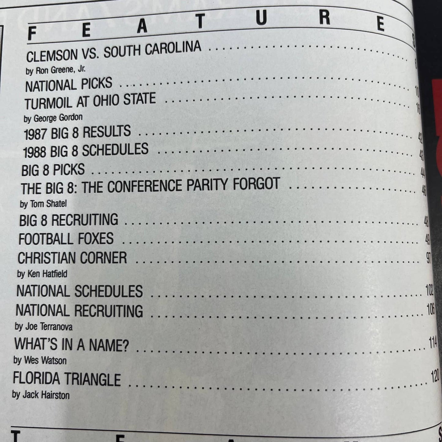 1988 Lindy's Big Eight Football Annual Magazine Clemson Colorado TH6