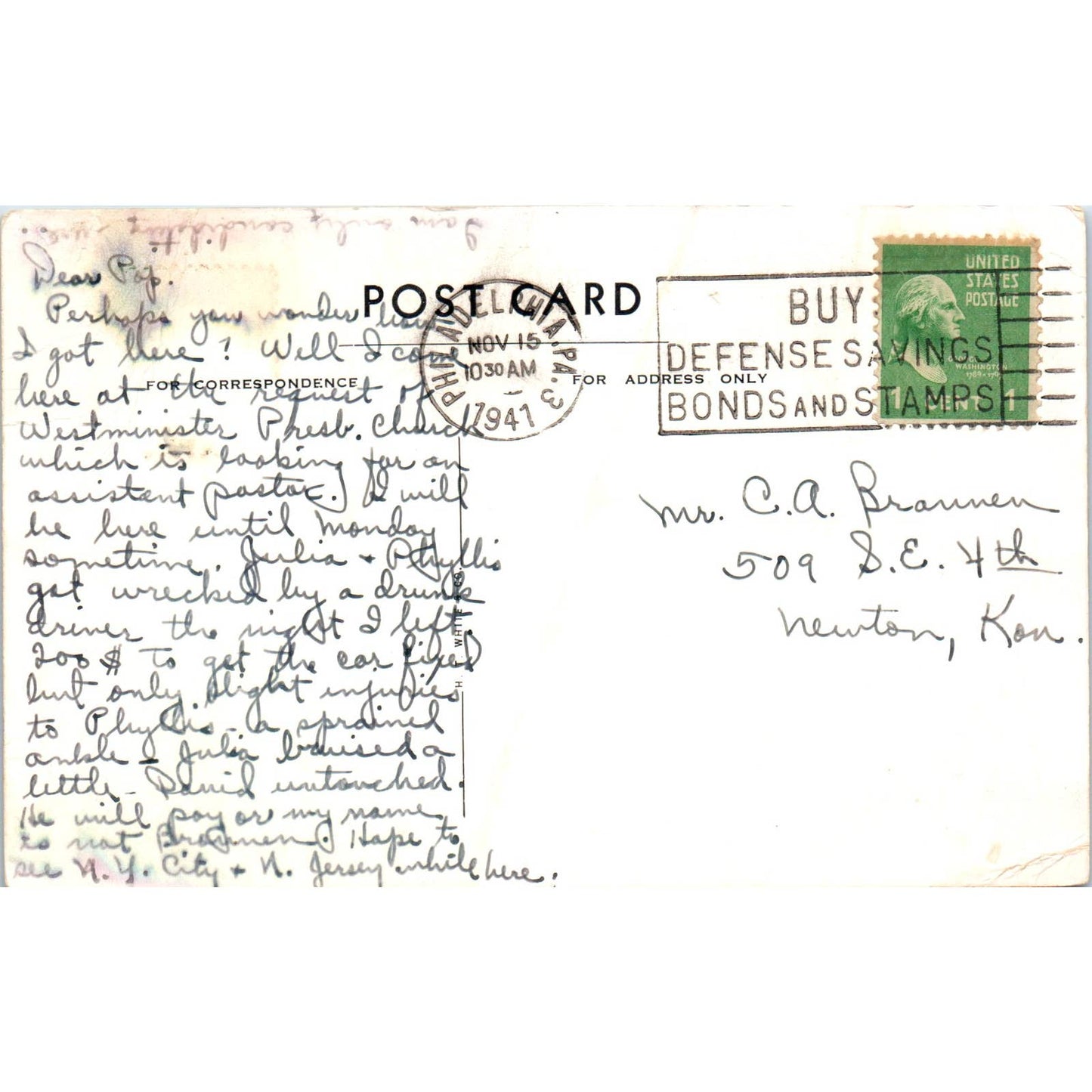 Vintage Postcard The Rob Morris Hotel at 17th & Arch Sts Philadelphia PA TD9-P1