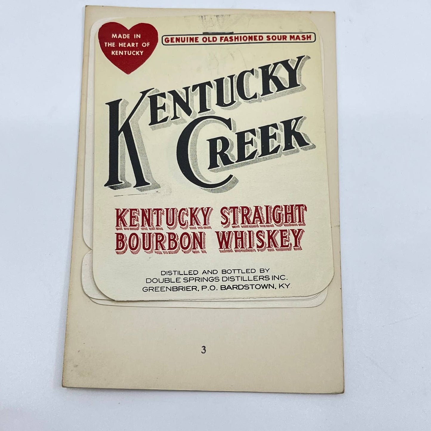Kentucky Creek Bourbon Whiskey Label Set of 5 Double Springs Greenbrier KY