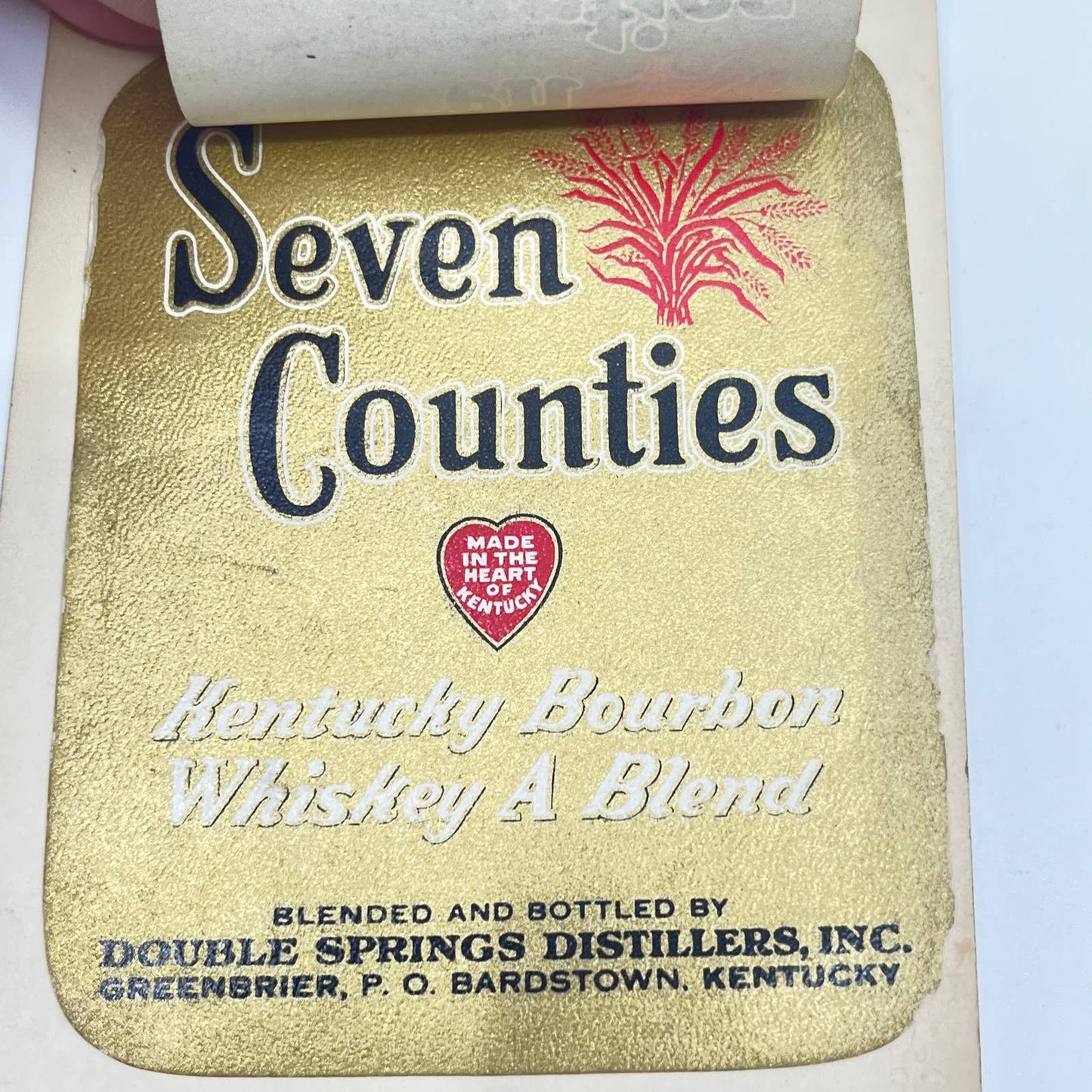 Seven Counties Bourbon Whiskey Label Set of 2 Double Springs Greenbrier KY