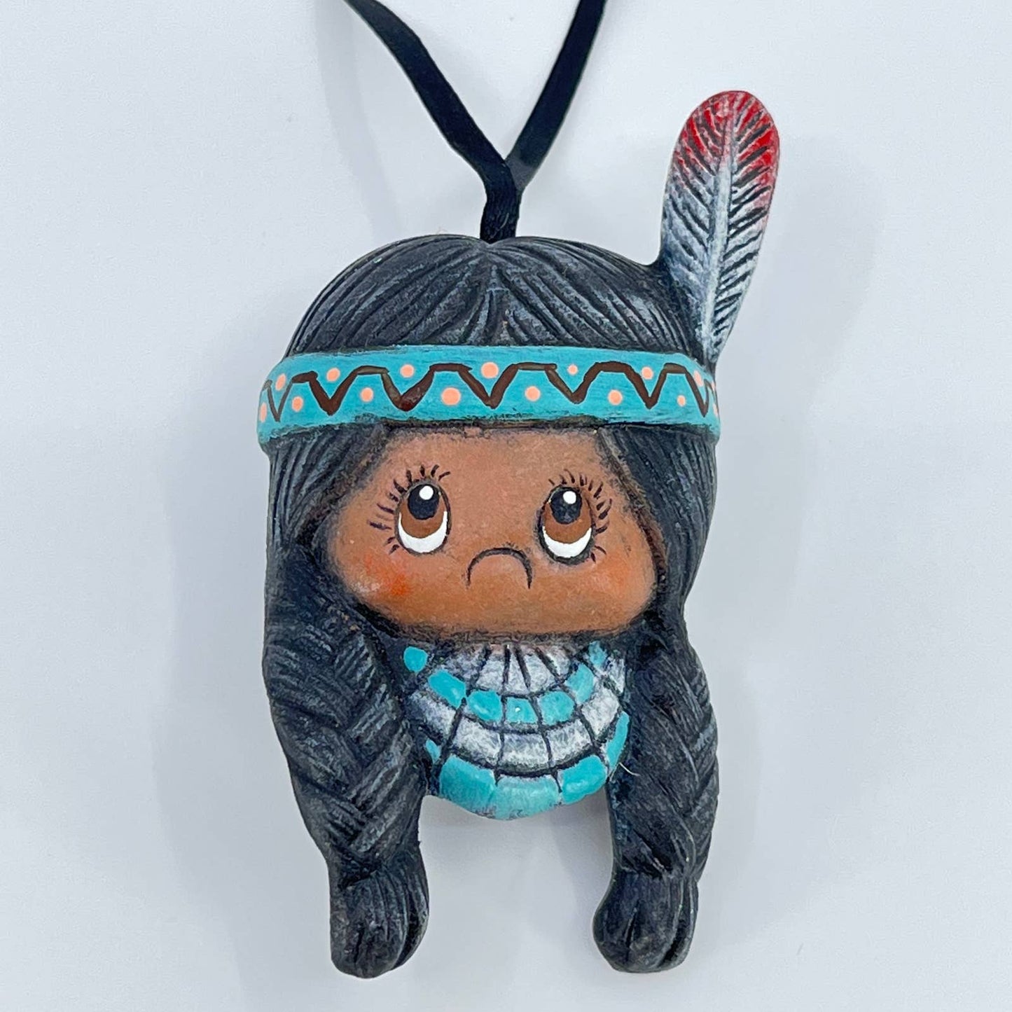 Vintage Native American Indian Girl Christmas Tree Ornament SC9