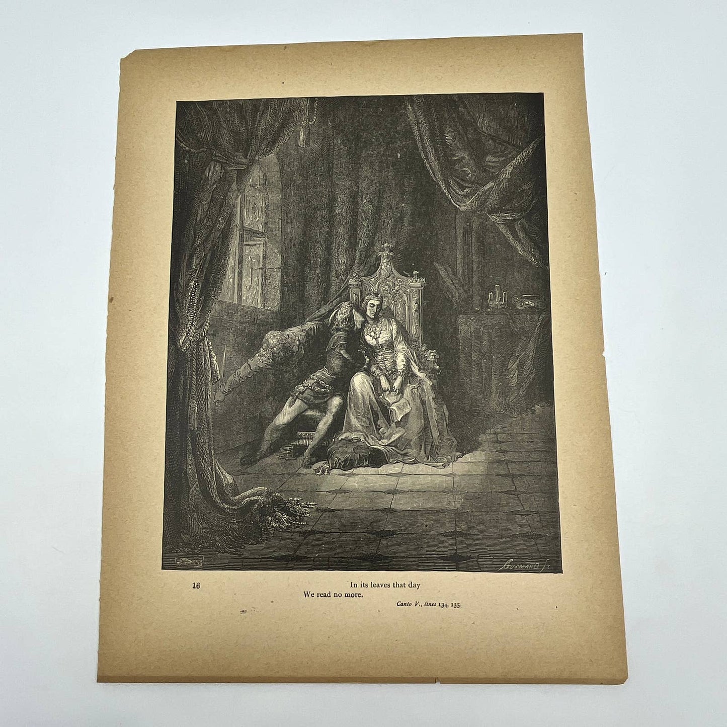 Original 1880s Gustave Dore Engraving Divine Comedy - We Read No More FL4