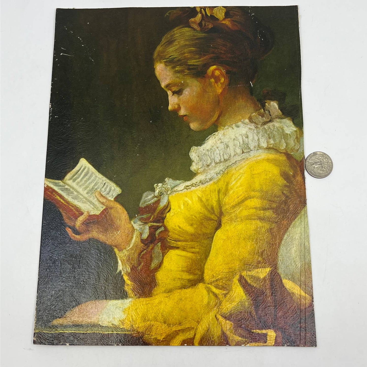 Vintage Litho Print Fragonard "A Young Girl Reading" Victorian 9x12 FL5