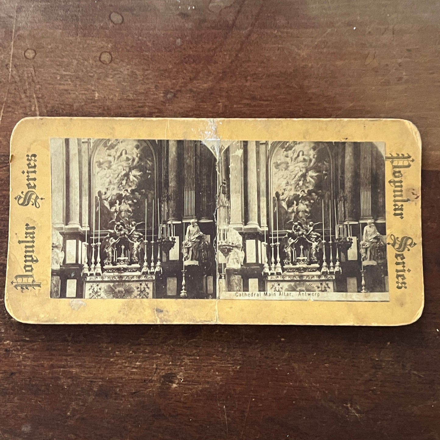 Cathedral Main Altar Antwerp c1880 Antique Stereoview Card H2-4