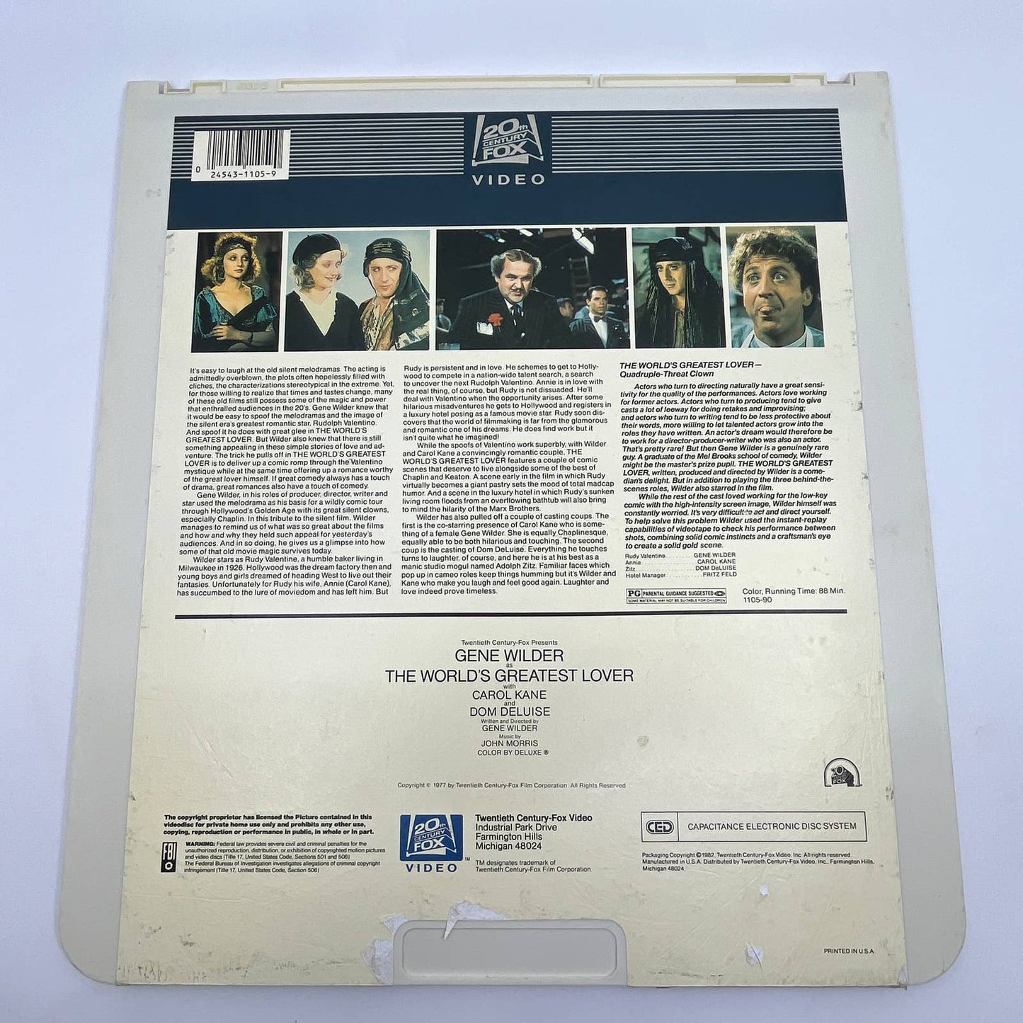 Gene Wilder is The World's Greatest Lover - CED VideoDisc TG4