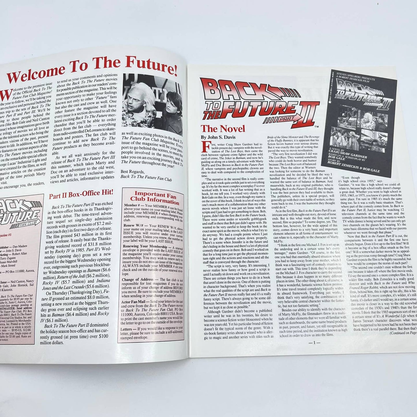 RARE 1990 Back to the Future Fan Club Magazine #1 TF7