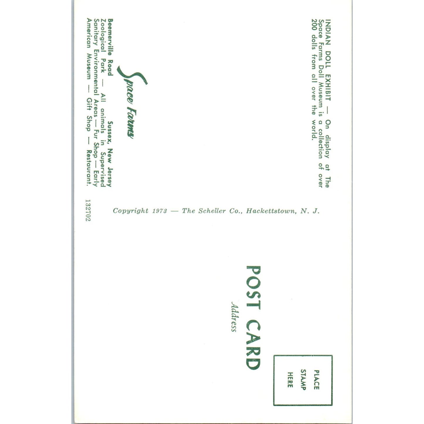 Indian Doll Exhibit Space Farms Doll Museum Sussex NJ Original Postcard PB6