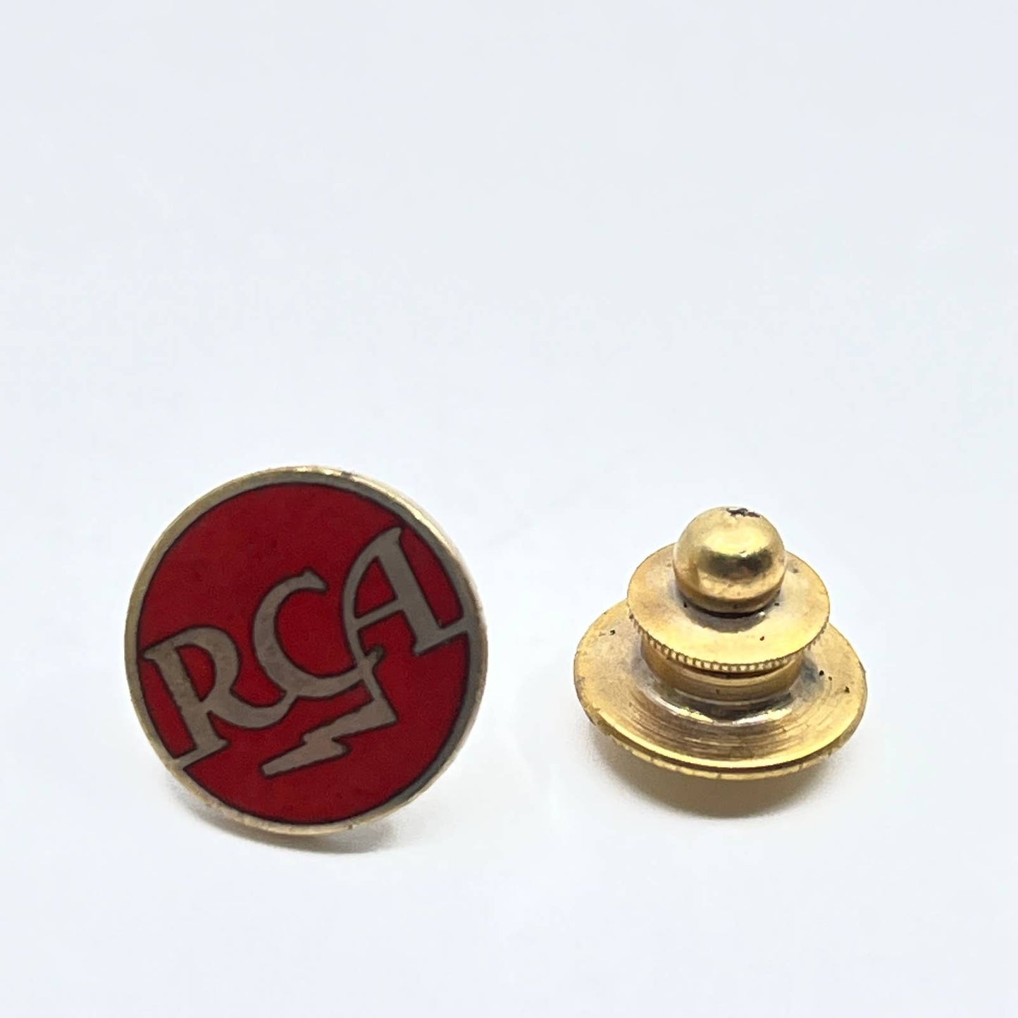 Vintage RCA Red Enamel Lightning Bolt Pin Lapel Hat Pinback SE1