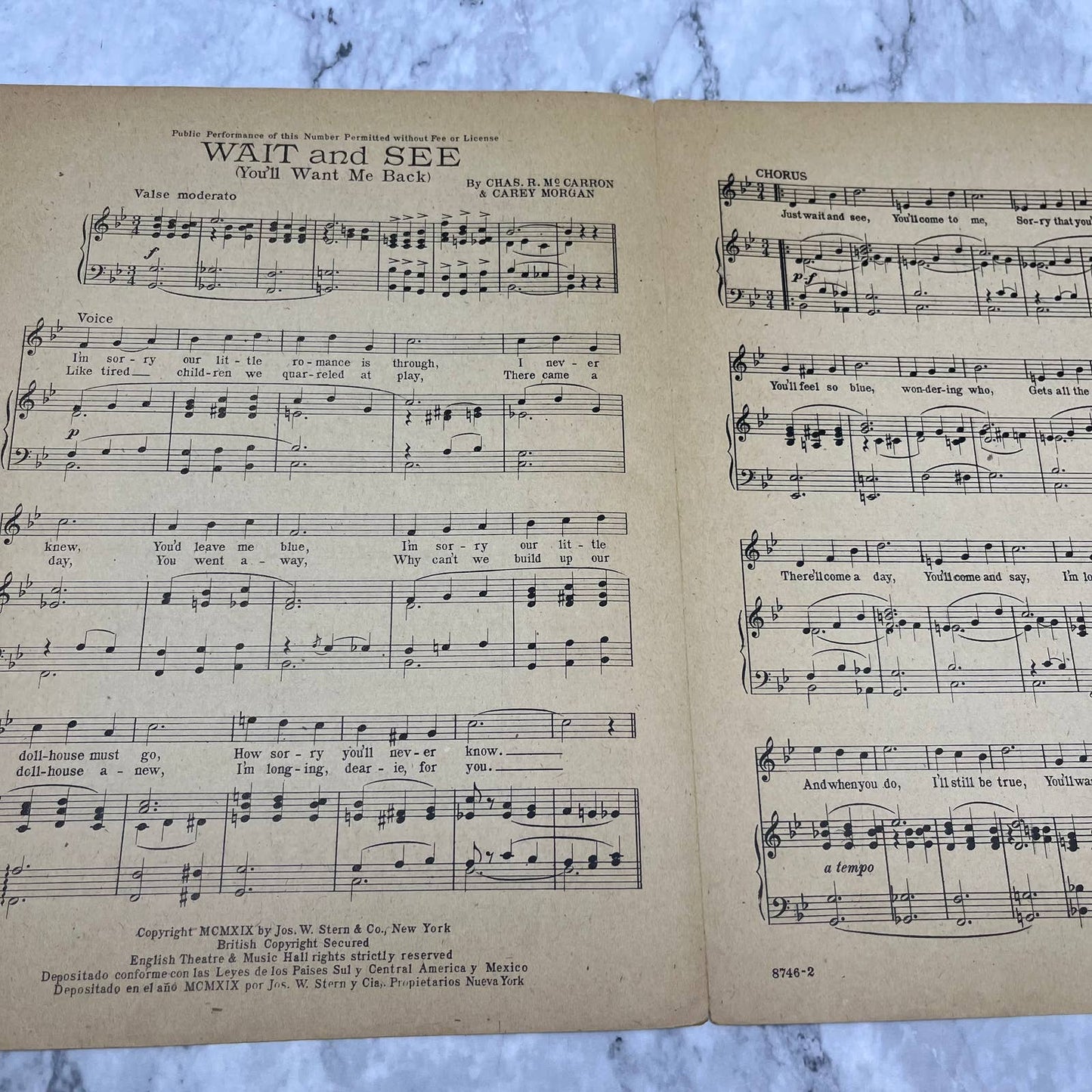Vintage Sheet Music 1919-Wait And See (You’ll Want Me Back)-MacLaren-Mulhall TI1